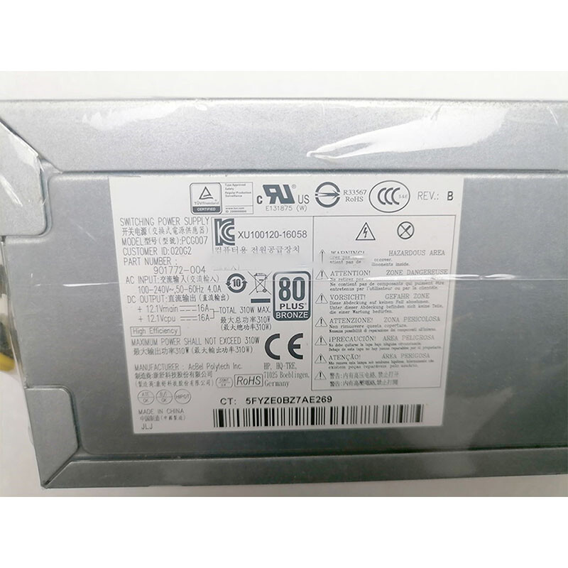 For HP Prodesk G4 400 MiniTower Power Supply 310W PCG007 901772-004