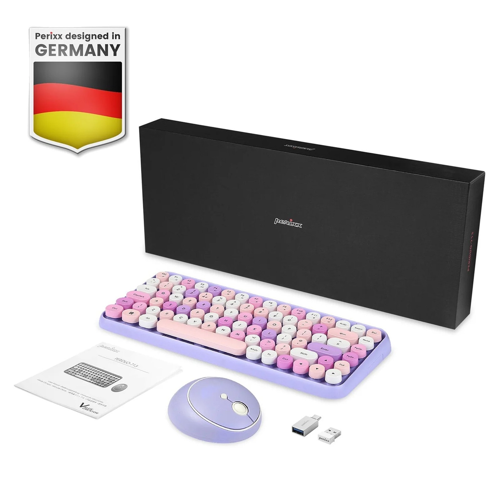11833 Perixx Periduo-713 purple de wireless keyboard mouse set German QWERTZ Lil ~D~