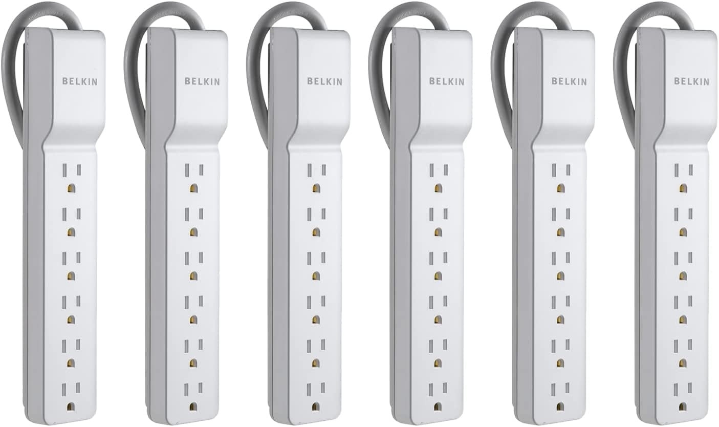 Belkin 6-Outlet Surge Protector Power Strip, 1080 Joules, 6ft Cord, 360 Rotating
