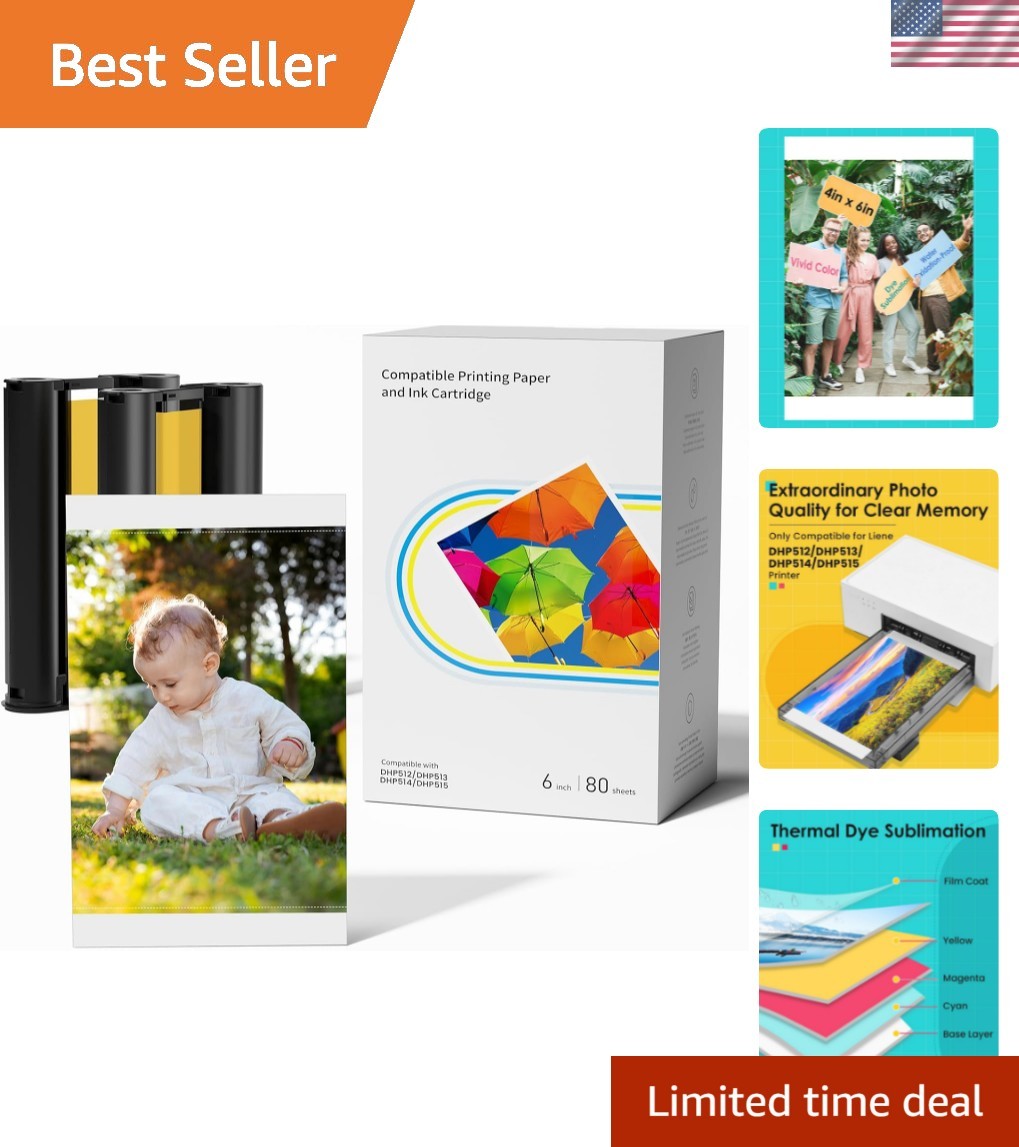 Compatible with Liene Amber M100/M200/M110/M210 4" x 6" Photo Printer 80 Shee...