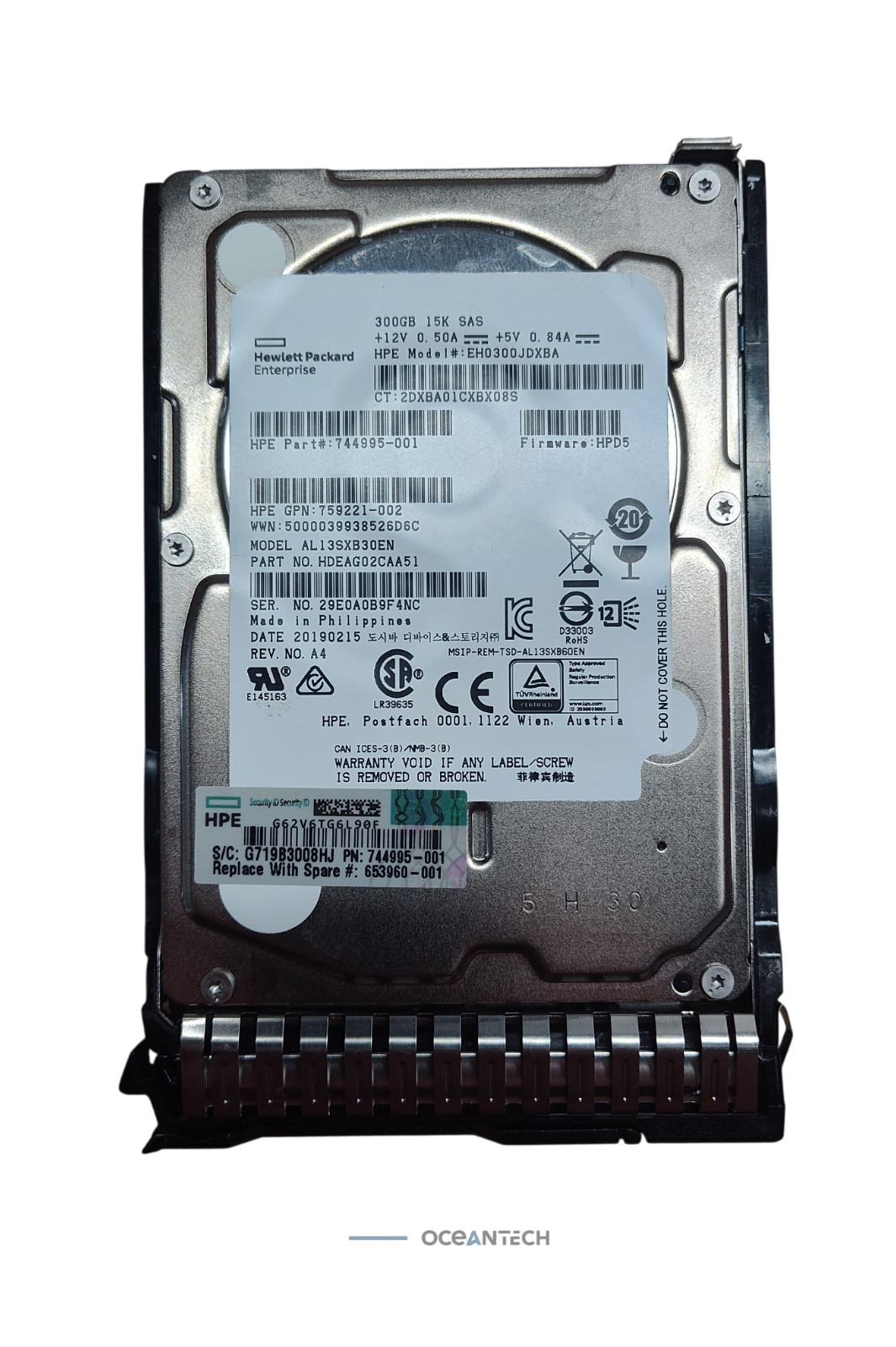 HP 300GB 2.5" 15K 12G SAS HDD 759546-001 744995-001 +Caddy Grade A