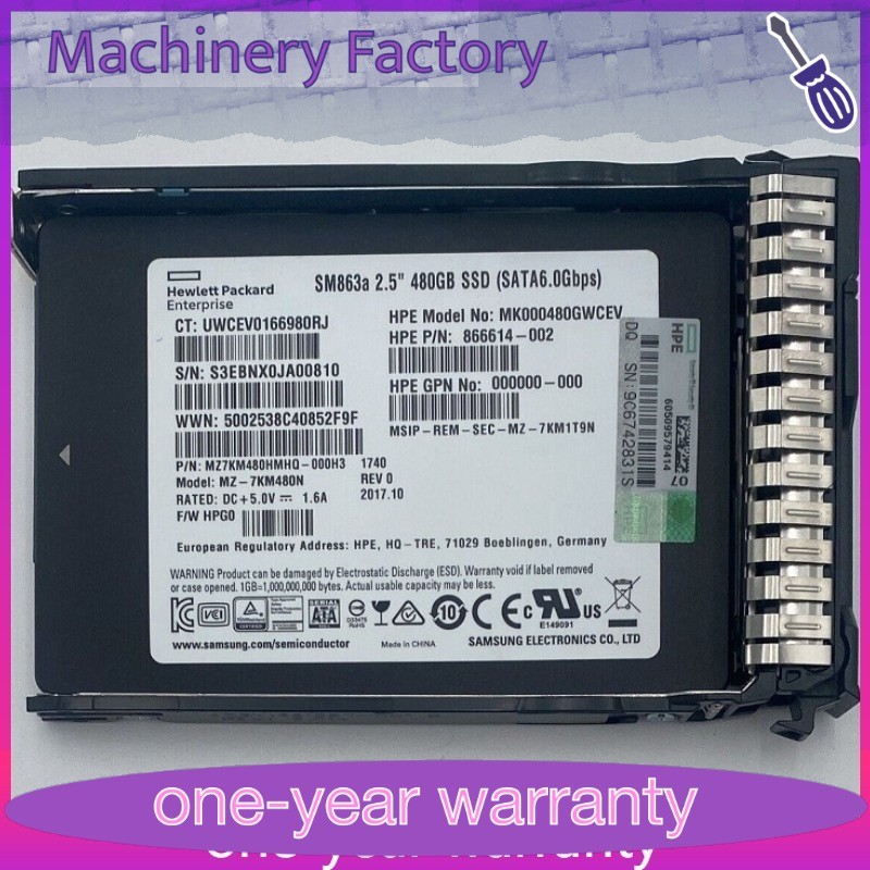 New NEW HPE 2.5" 480GB SATA 6G GEN9 G10 Server SSD Replace 878544-B21 87868-001
