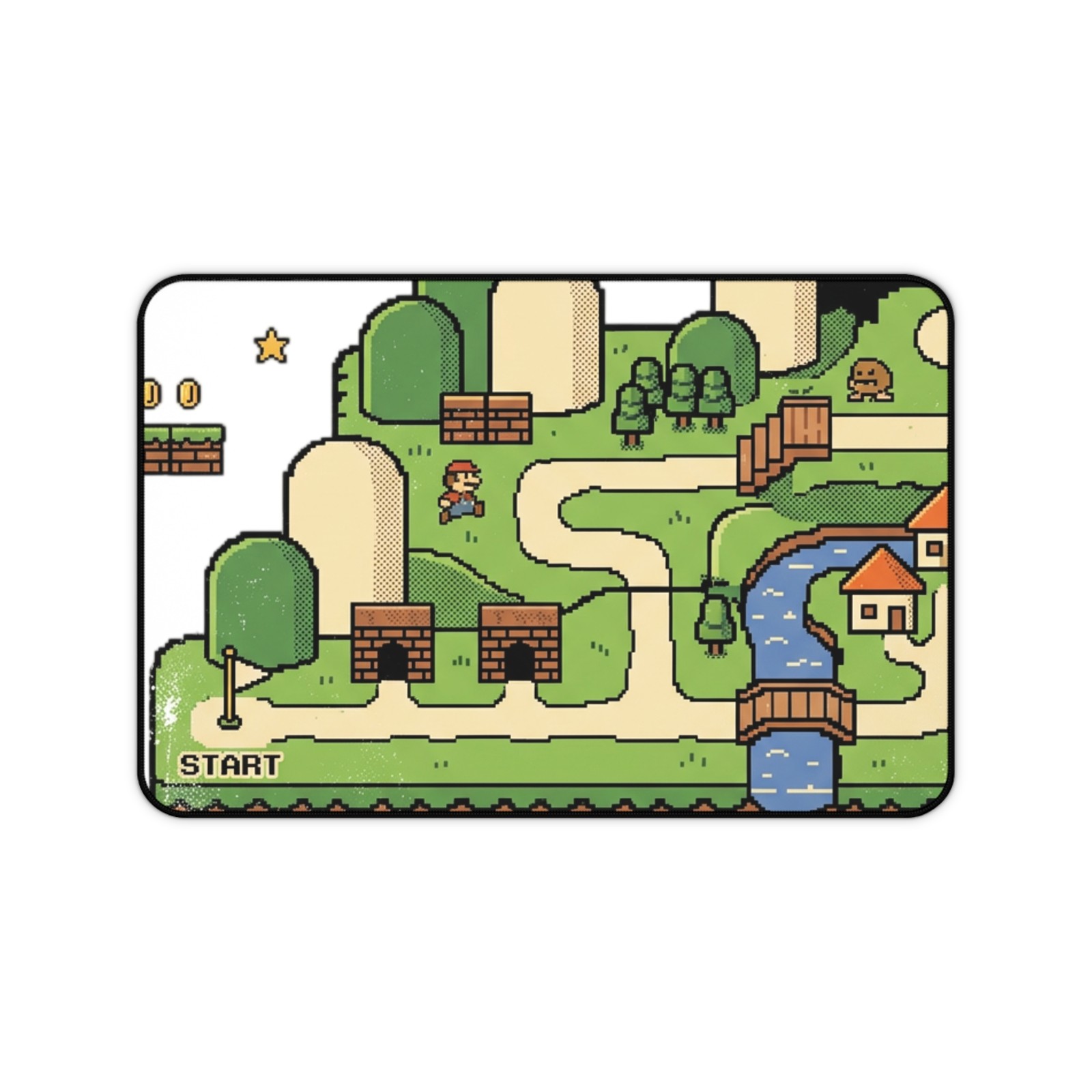 Retro Pixel Adventure Map Desk Mat | Gaming Landscape Mouse Pad
