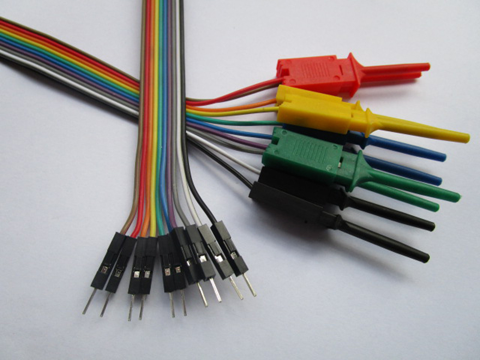 16 pcs 2.54mm Jumper Wire 1x10 pin Male to Flat Test Clip Ribbon Cable 9.5" 24cm