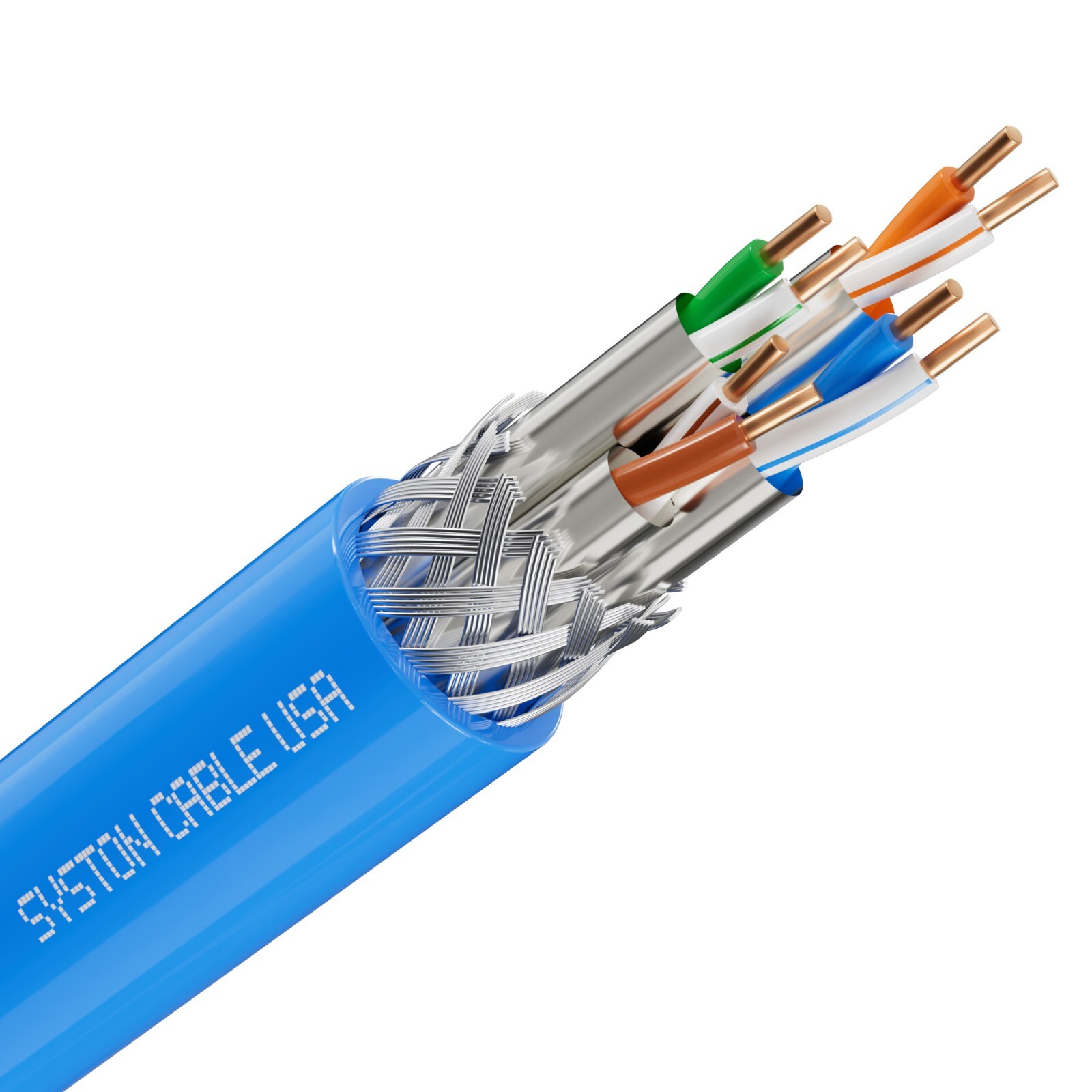 Syston Cat 8 Ethernet Bulk Cable 2000MHz 40GB S/FTP 22 AWG CMR - 250/500/1000ft