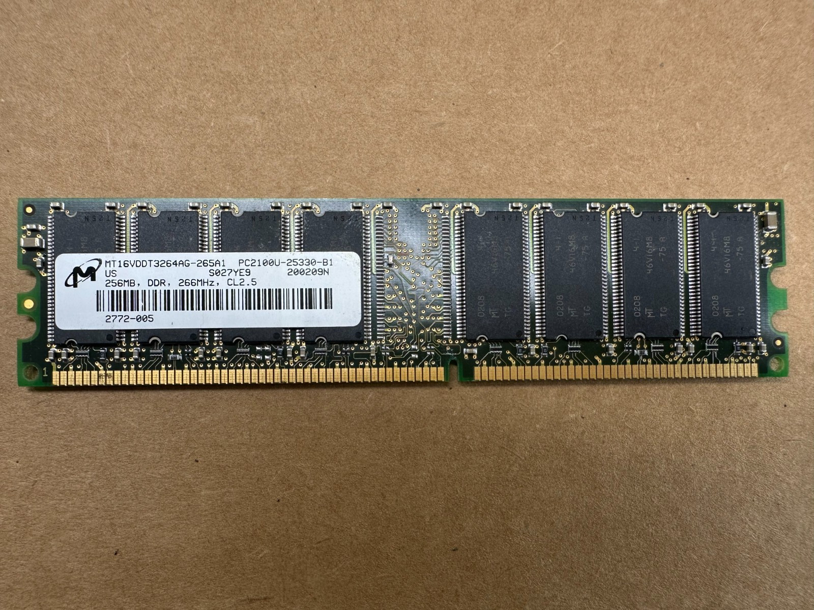 256MB Micron MT16VDDT3264AG-265A1 PC2100U DDR 266MHz RAM Memory