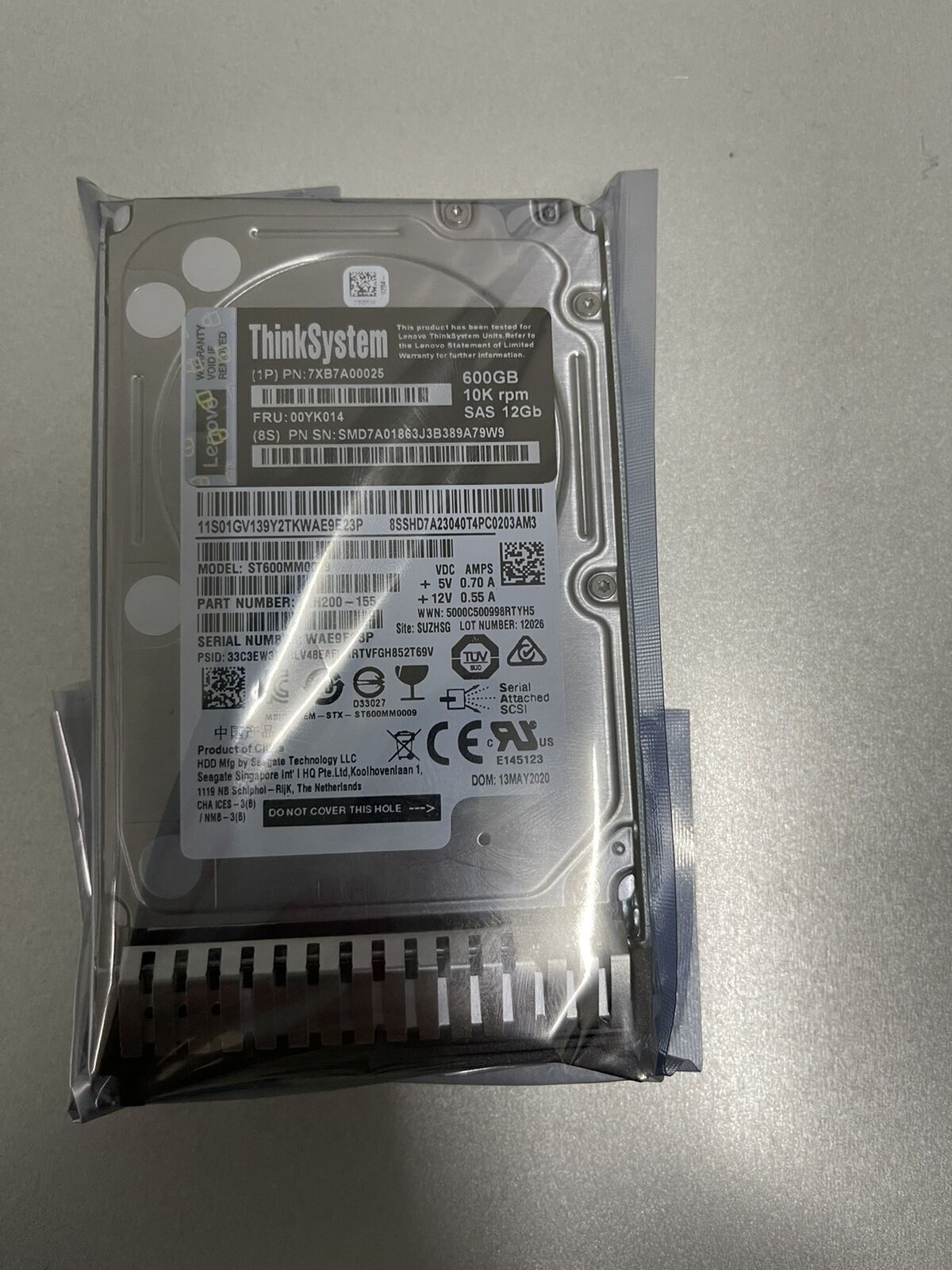 7XB7A00025 FOR ThinkSystem 2.5" 600GB 10K SAS 12Gb Hot Swap 512n HDD FRU