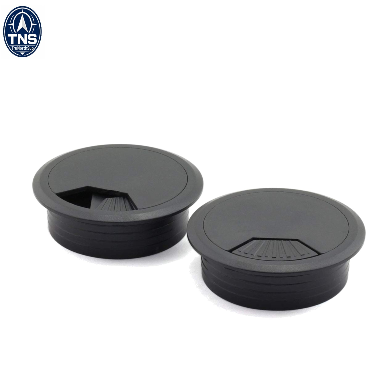 2 Pcs 2-inch Desk Cable Grommet Hole Cover Black PC Office Wire Organizer Pla...