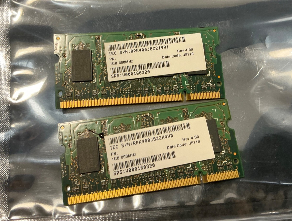 2x 1GB QIMONDA LAPTOP MEMORY RAM HYS64T128020EDL-2.5C2 2Rx16 PC2-6400S-666-12-A0