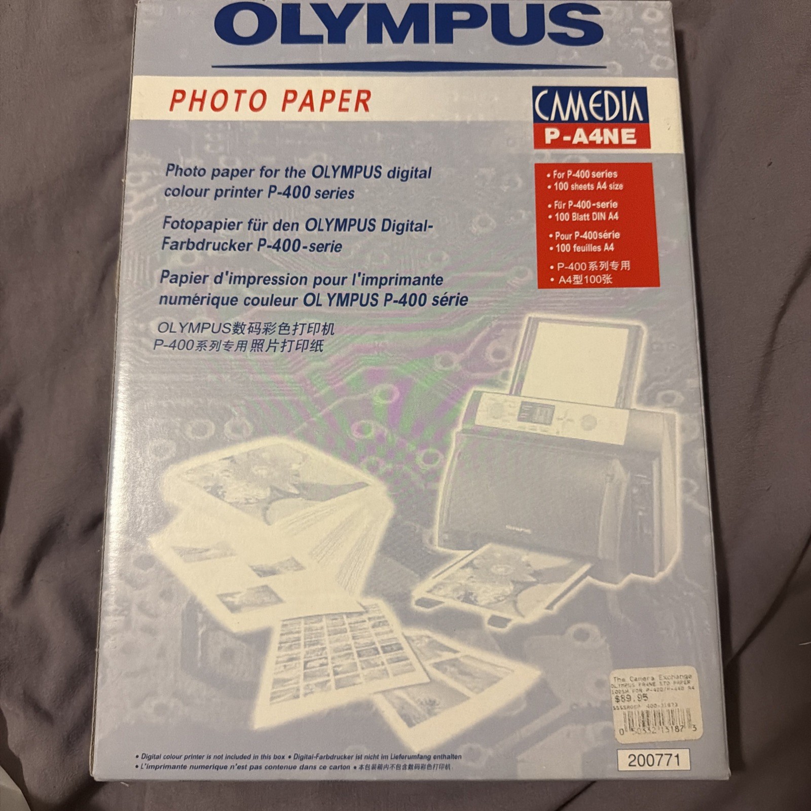 OLYMPUS Photo Paper P-A4NE for P-400 Series CAMEDIA 100 Sheets A4 Size