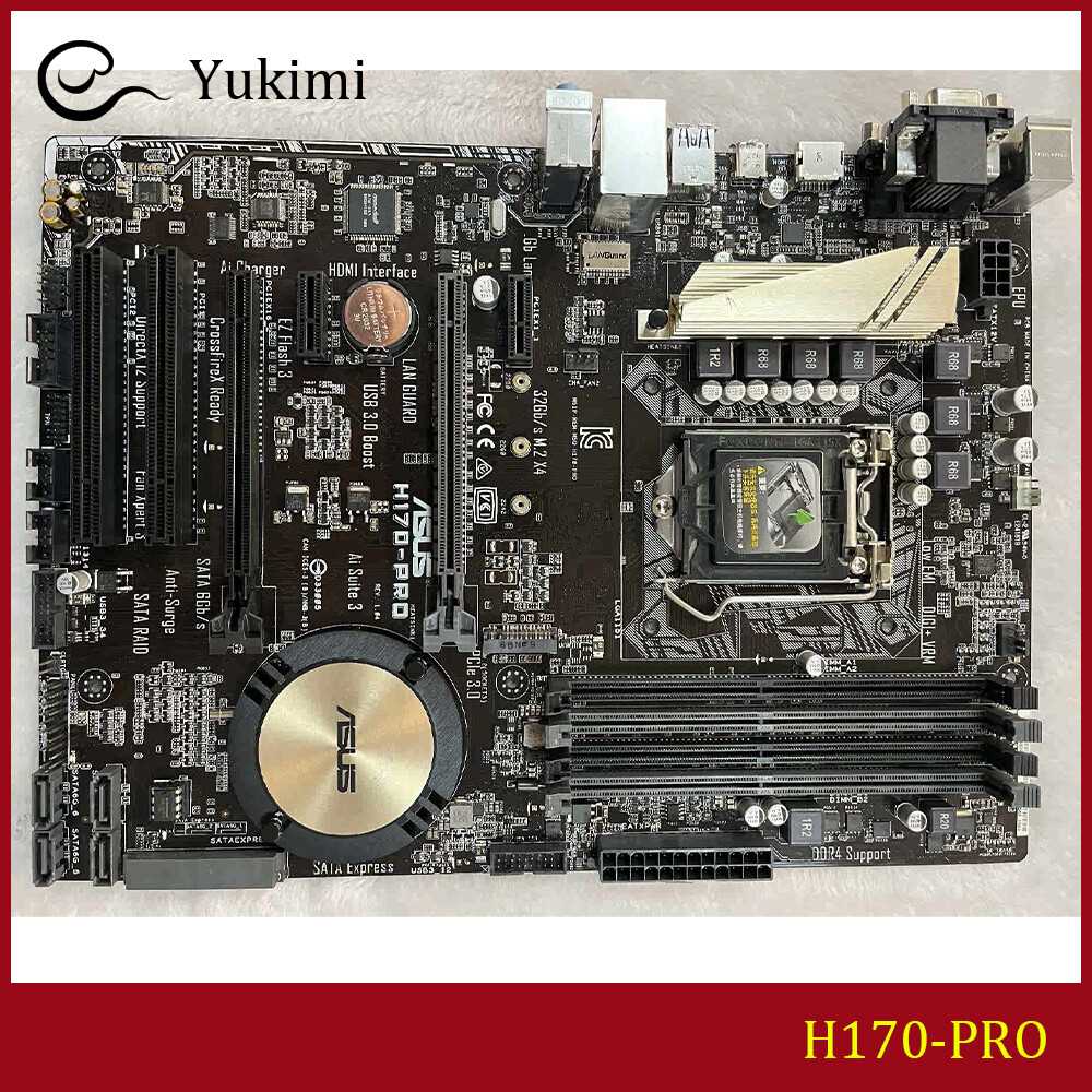 FOR ASUS H170-PRO LGA 1151 64GB HDMI DVI VGA DDR4 Motherboard Test OK