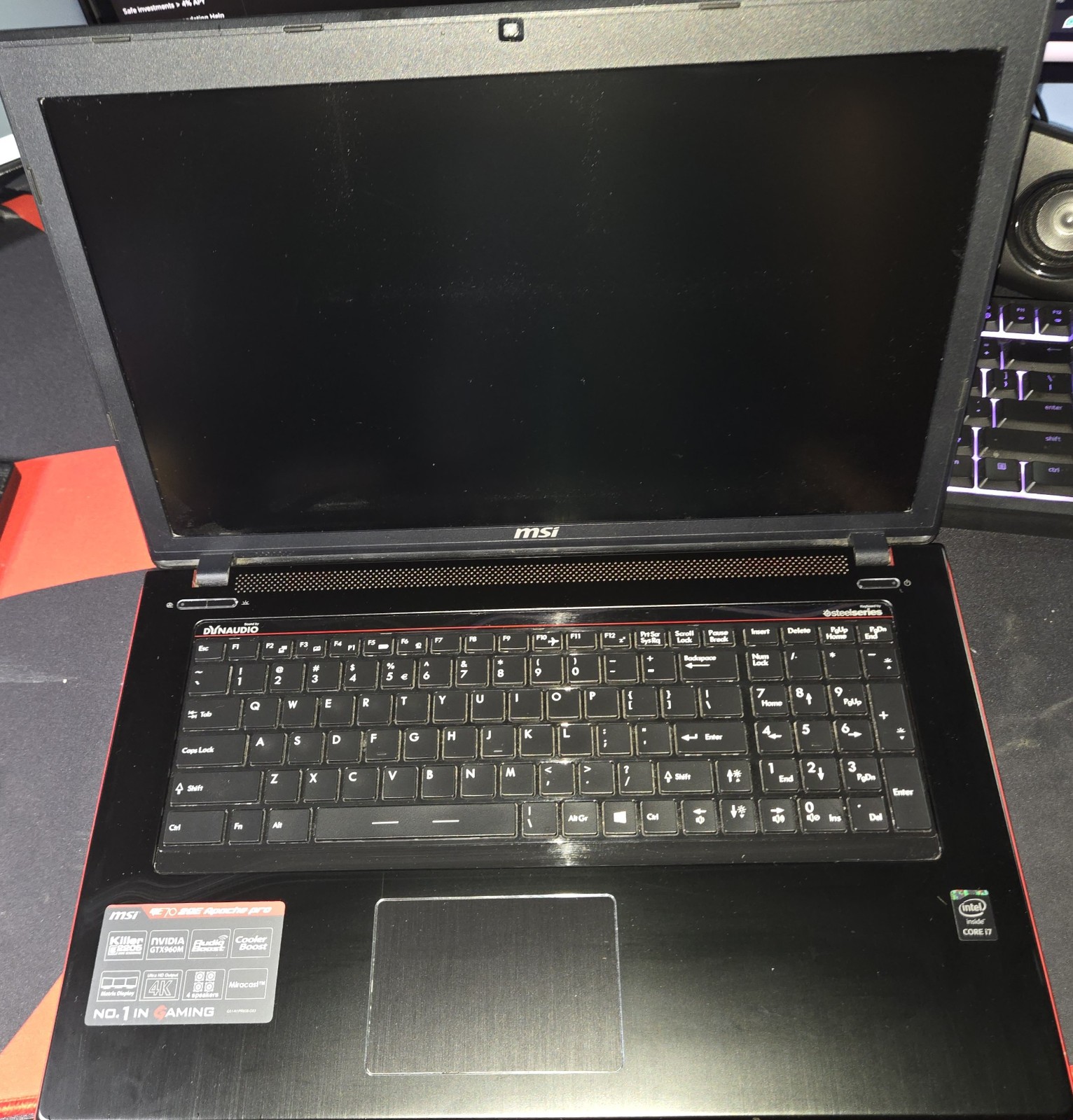 MSI GE70 2QE Apache Pro 17.3" Laptop Parts/Repair No POST No RAM/SSD (MS-1759)