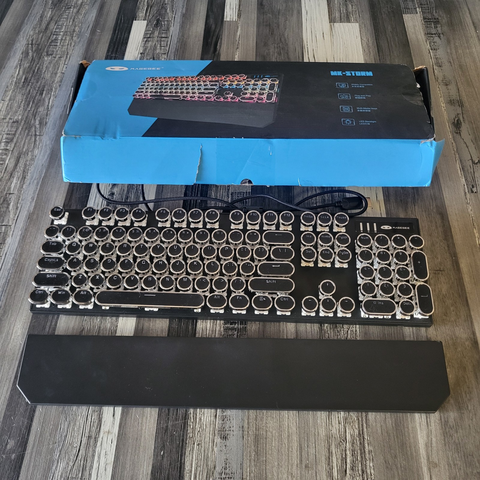 Magegee MK-STORM Typewriter Style Mechanical Gaming Keyboard Black Retro 