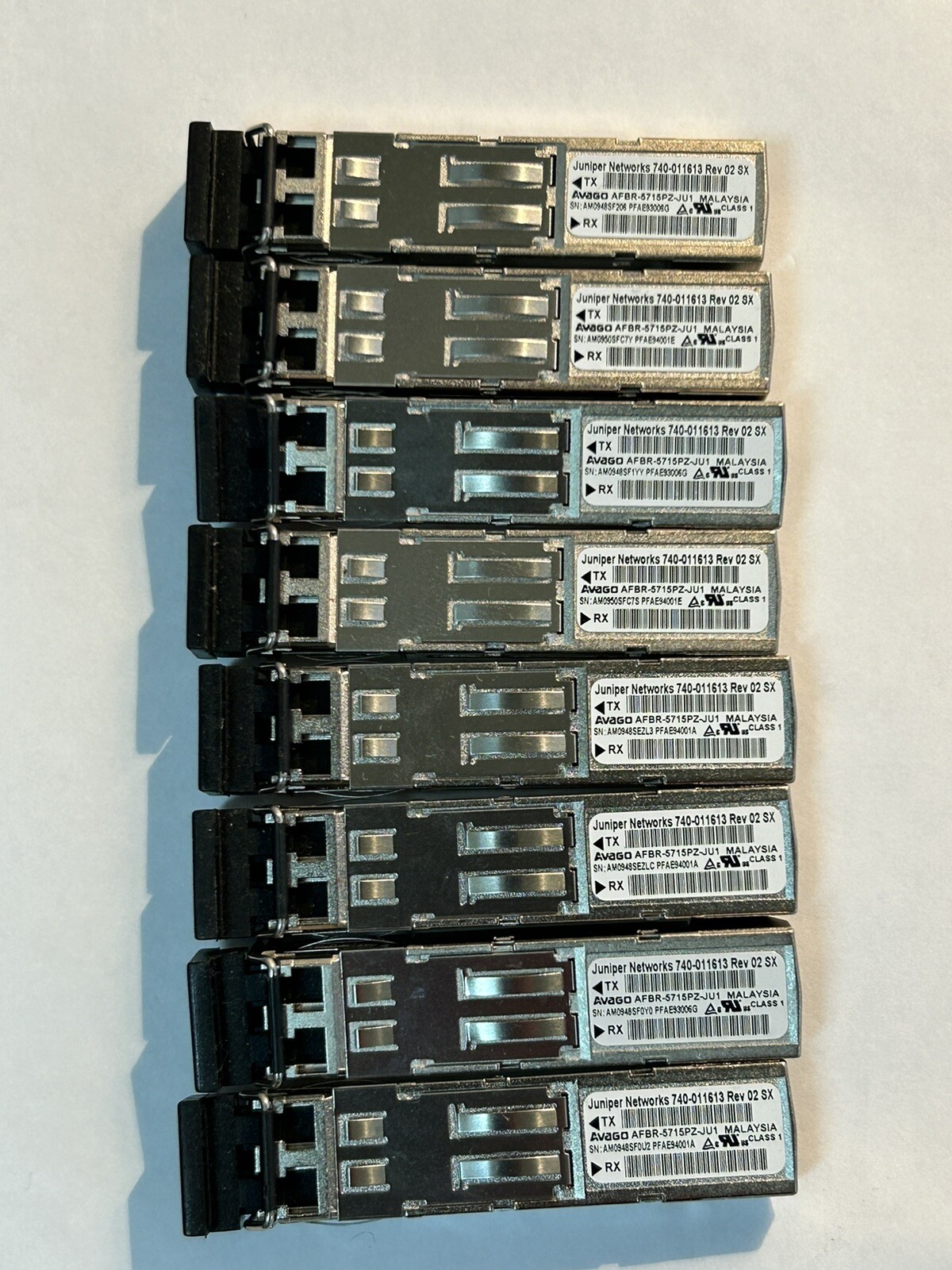 Lot of 8 Juniper 740-011613 1000BASE-SX 850nm SFP+ Transceiver Modules AFBR-5715