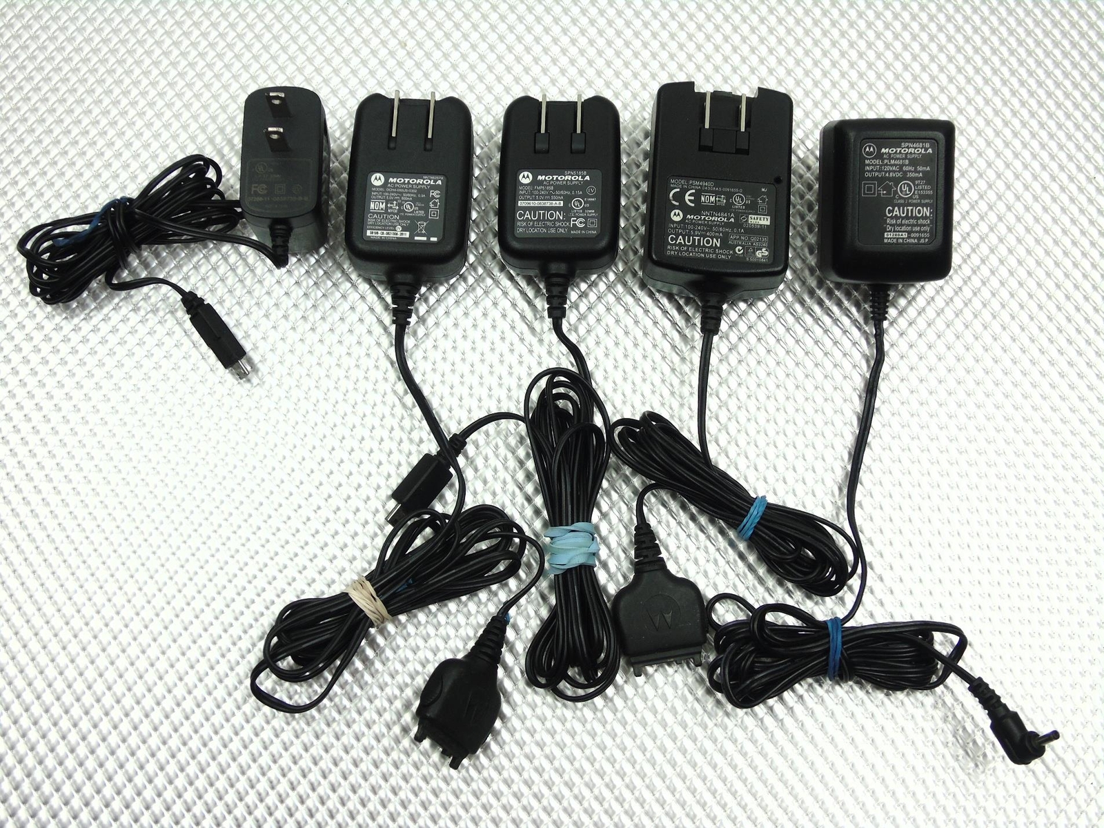 Lot of 5 - Motorola  Phone Home Wall Charger  - MNTN6257A, SPN5185B, PSM4940D