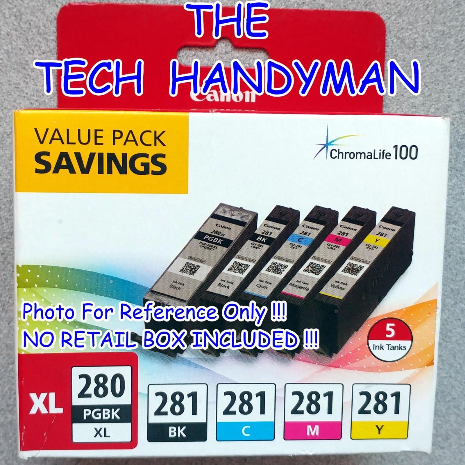 5-PACK CANON GENUINE 280XL BLACK & 281 COLOR INK (NO RETAIL BOX) TS9120 TS9520
