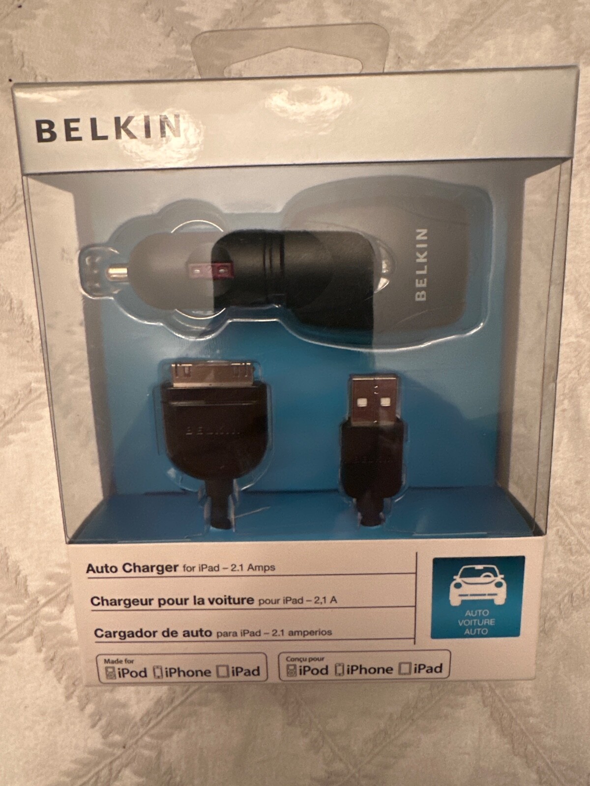 Belkin Car Charger 30-Pin USB Data Sync/Charger Cable for Apple iPad 1 2 3