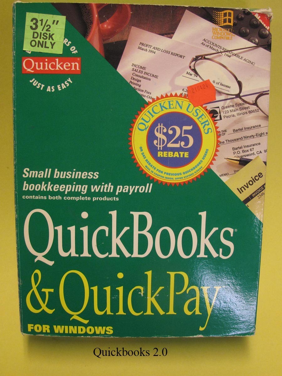 Quickbooks & Quickpay Version2.1 3 1/2 in disks Early QB Vintage