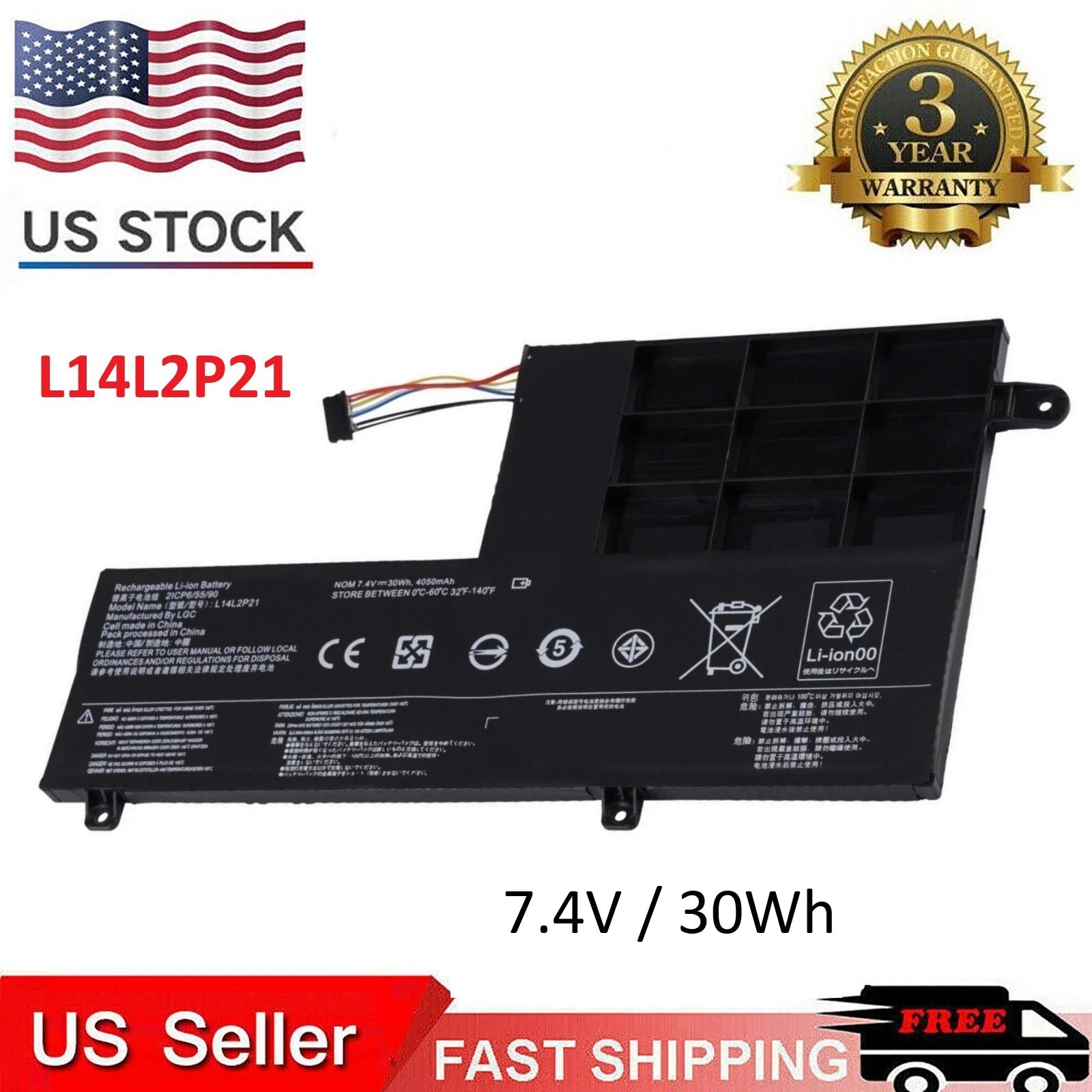 L14M2P21 L14L2P21 Battery for Lenovo Ideapad 500-15ISK 510-14AST 510S-14ISK US