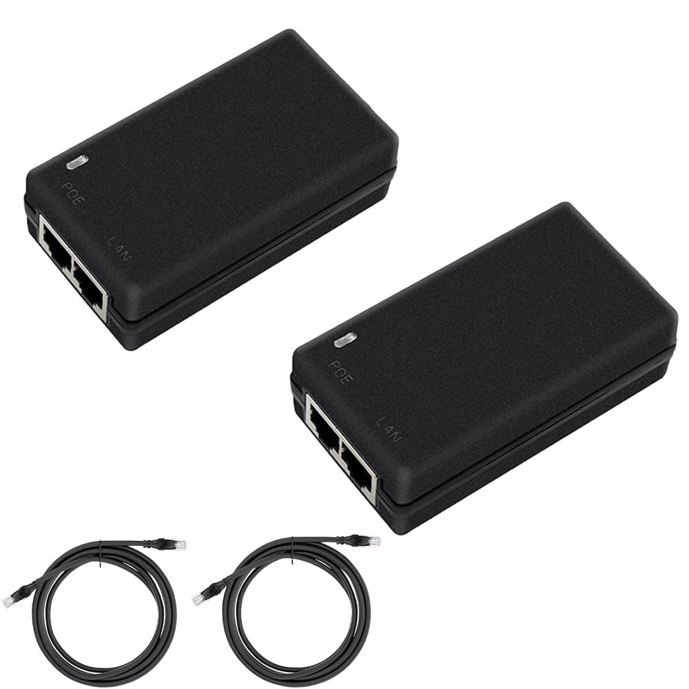 Gigabit PoE Injector 48V Power Over Ethernet 3.54"L x 1.97"W x 1.18"H, 2 Pack