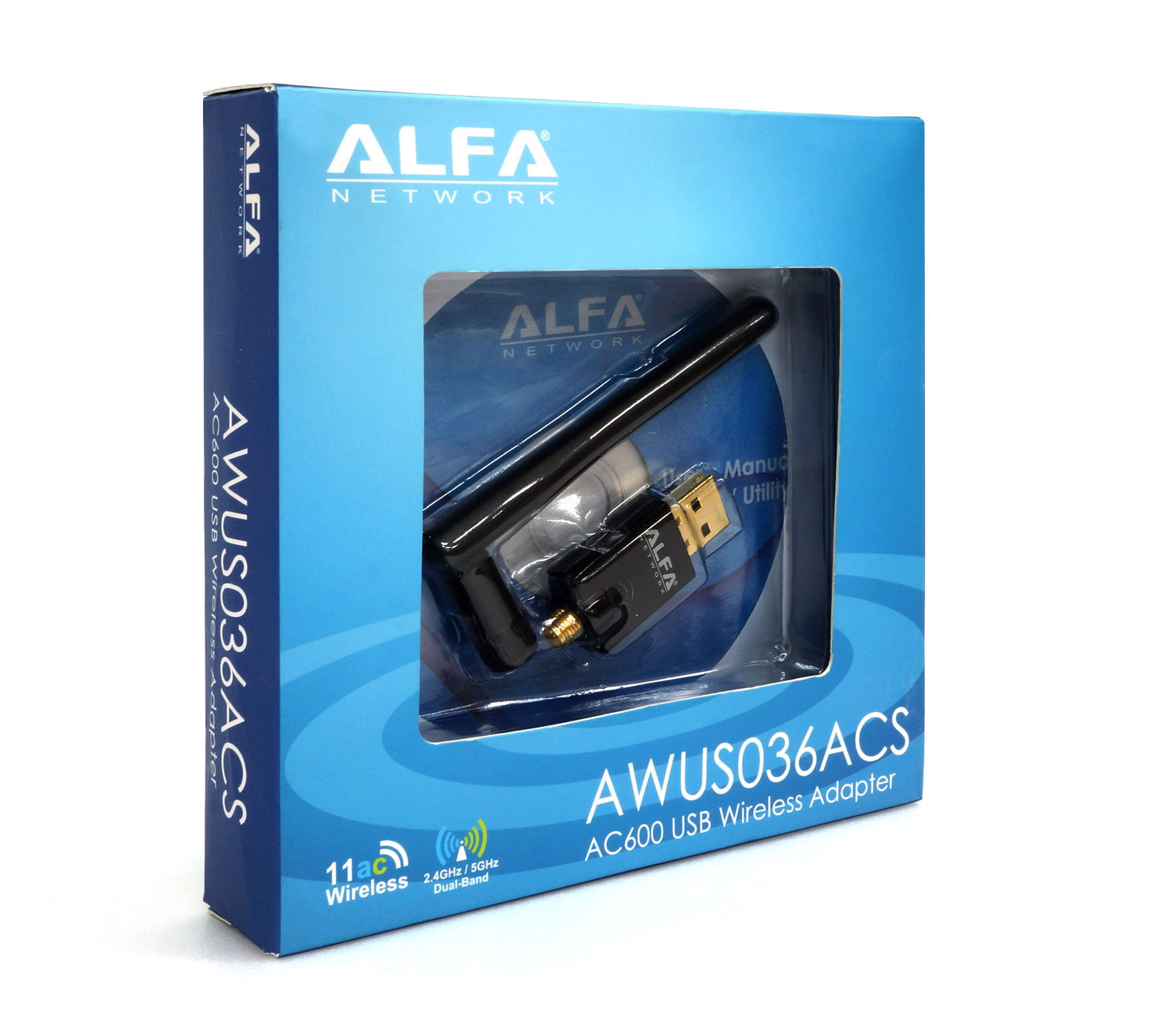 Alfa AWUS036ACS 802.11ac high speed dual band Wi-Fi USB Adapter 2.4/5 GHz RP-SMA