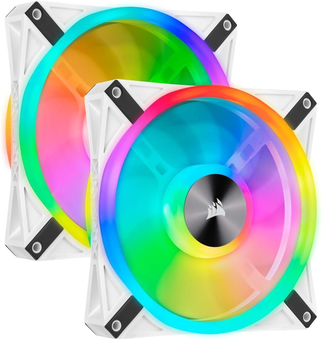 Corsair iCUE QL140 RGB 140mm White PWM Fan Dual Kit w/ Lighting Node CORE