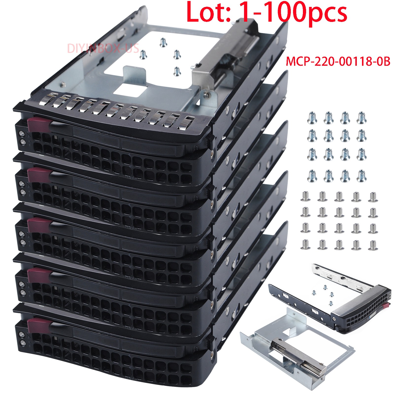 Supermicro MCP-220-00118-0B 3.5" to 2.5" Tool-less Adapter Caddy Tray Frame Lot