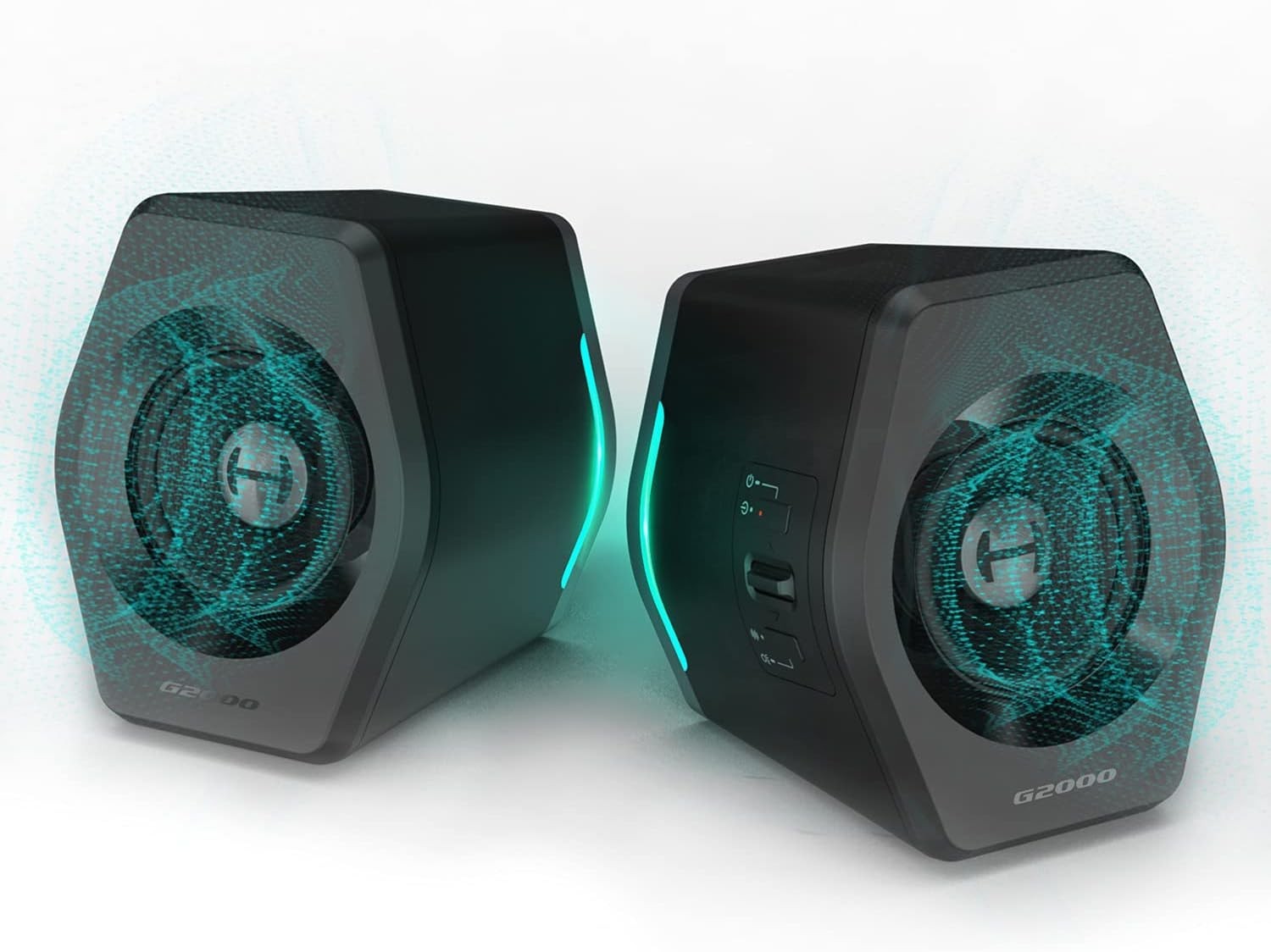 32W Multimedia Woofer Speakers with Bluetooth & RGB Lights - Black Elegance