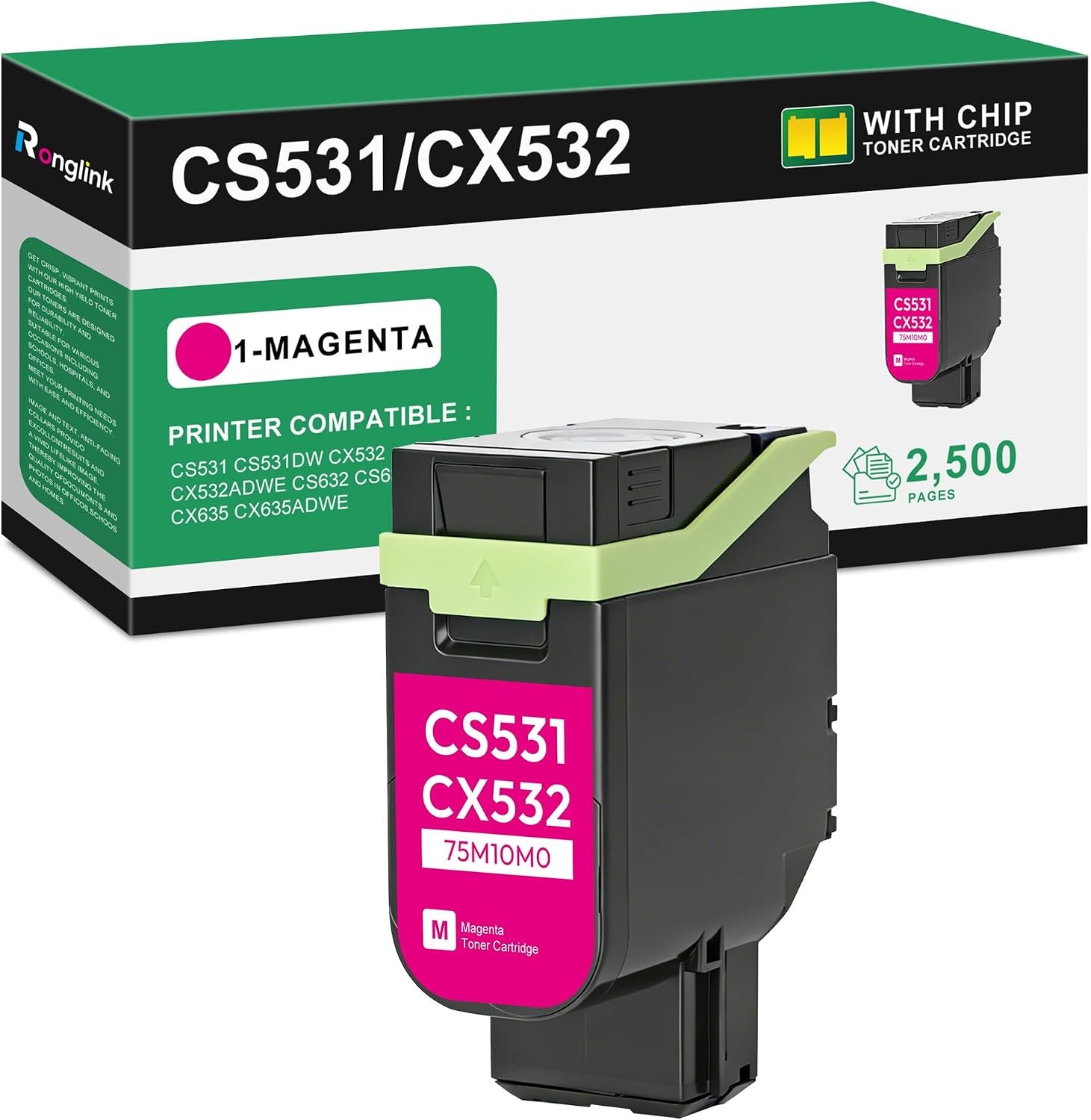 75M10M0 Magenta Toner Cartridge for Lexmark CS531 CX532 CS632 CX635 Series