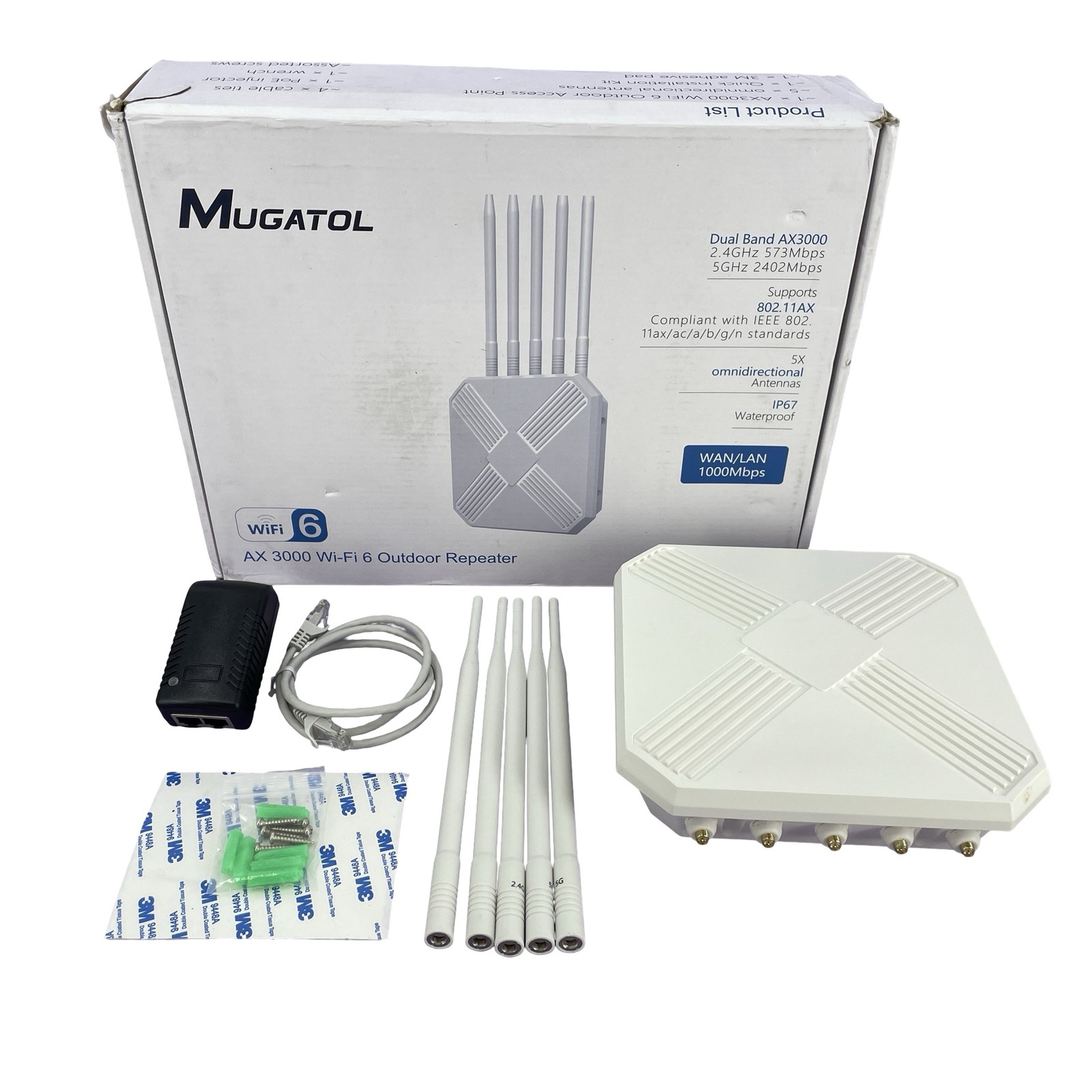 Mugatol AX3000 WiFi 6 Outdoor Dual-Band Repeater 1GBPS White #MP0005