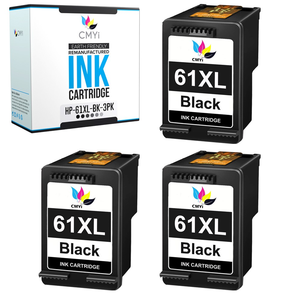 3PK CMYi Compatible 61XL Black Ink Cartridge for HP DeskJet 1512 1513 1514 2000
