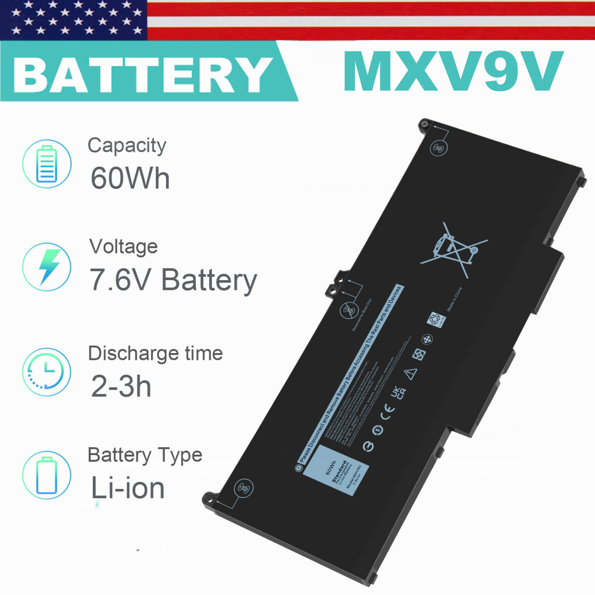 Lot MXV9V Battery For Dell Latitude 5300 5310 7300 7400 E5300 E7300 E7400 Series
