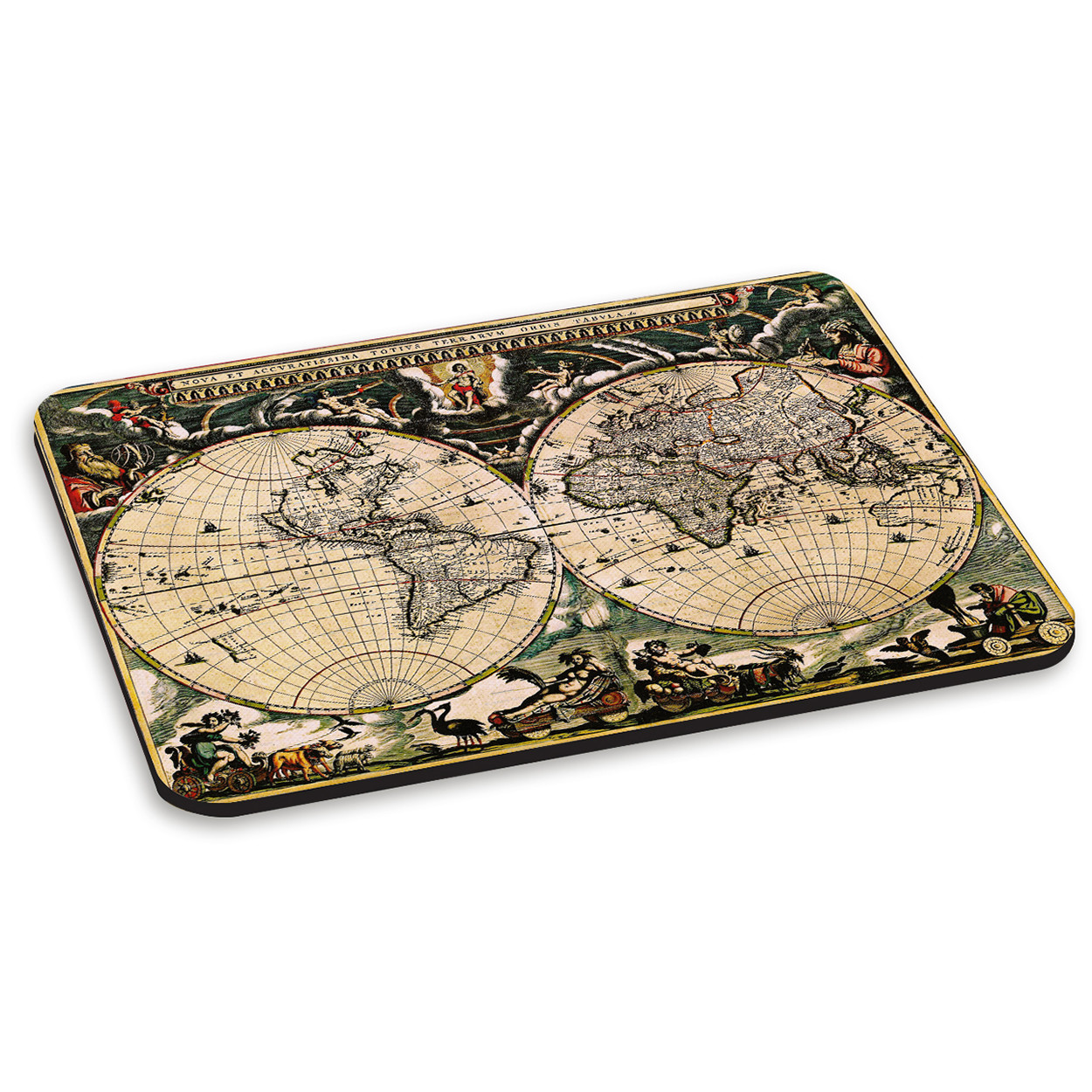 VINTAGE OLD WORLD MAP 1 PC COMPUTER MOUSE MAT PAD - Round Globes Retro Travel