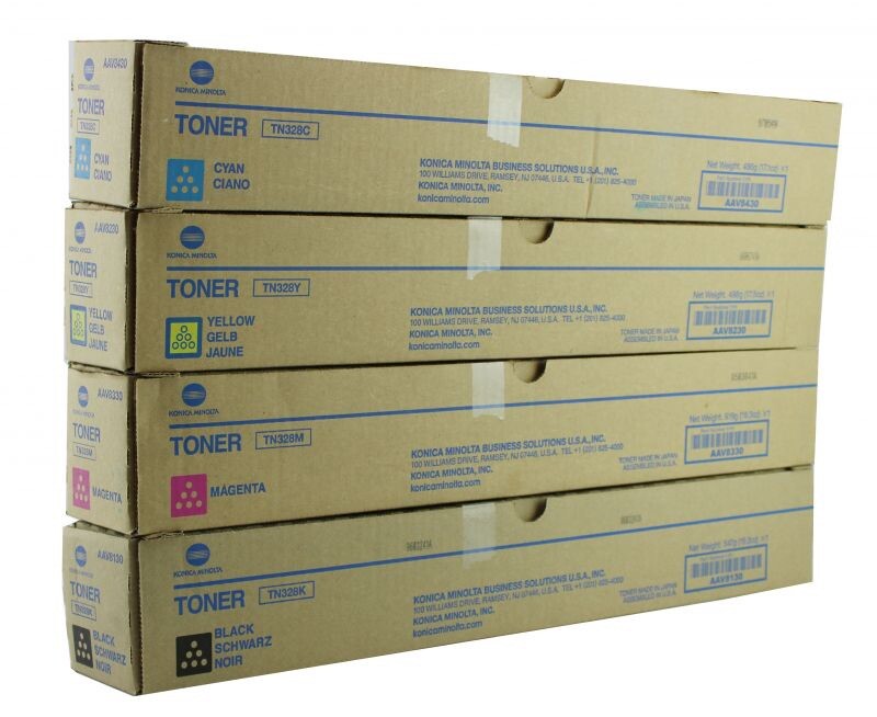 NEW Genuine Konica Minolta TN328 Toner Set All 4 (CMKY) Full Size OEM & Sealed