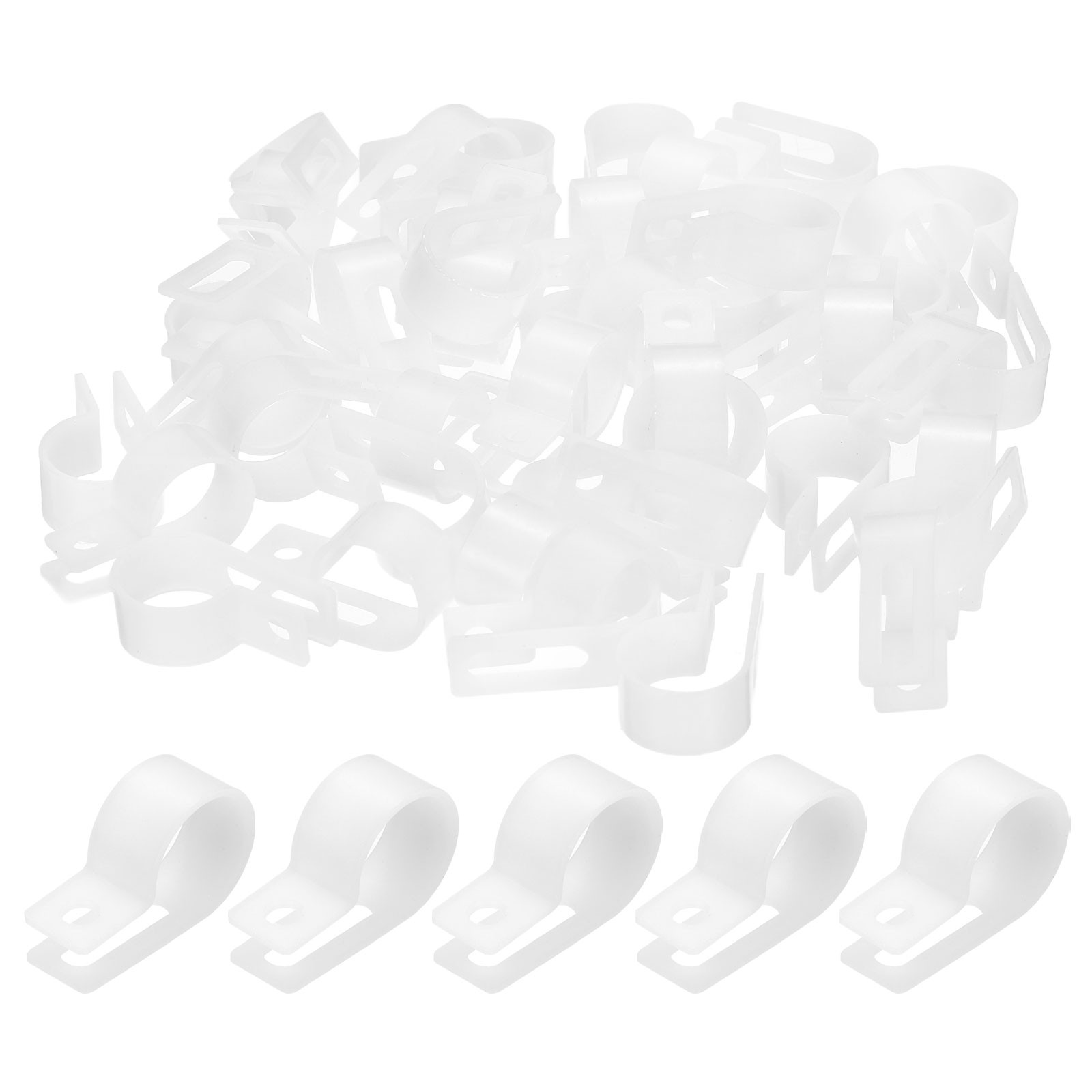 Nylon Plastic Cable Clamps 3/4 Inch 25Pcs, R-Type Cable Clips White