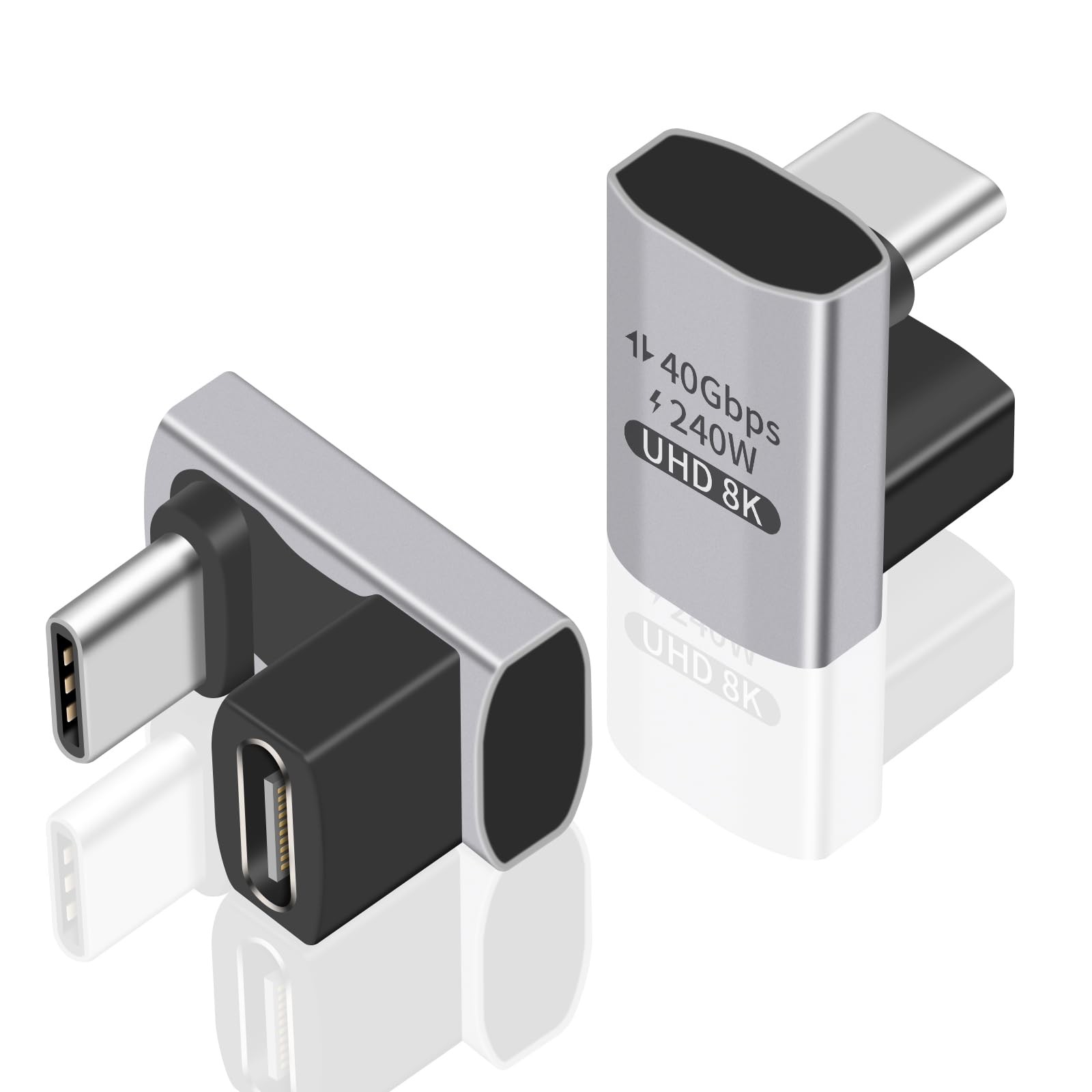 USB C 180 Degree Adapter 240W PD, 8K60Hz, 40Gbps,180 Degree USB C Female to M...