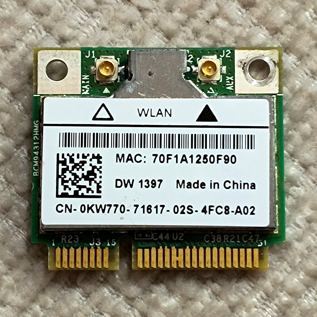 Dell Wireless 1397 DW1397 WLAN Half Mini PCIe Card 0KW770 KW770 Inspiron 1545