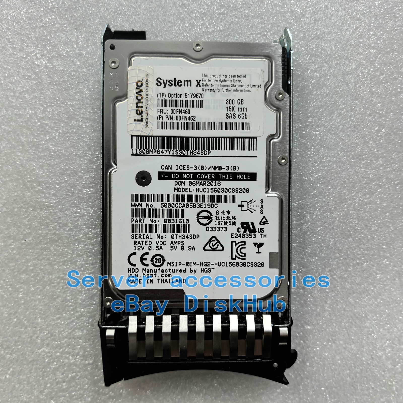 IBM 00FN460 00FN462 81Y9670 300GB 15K SAS 6Gb/s 2.5'' HDD for System x3650M3/M4