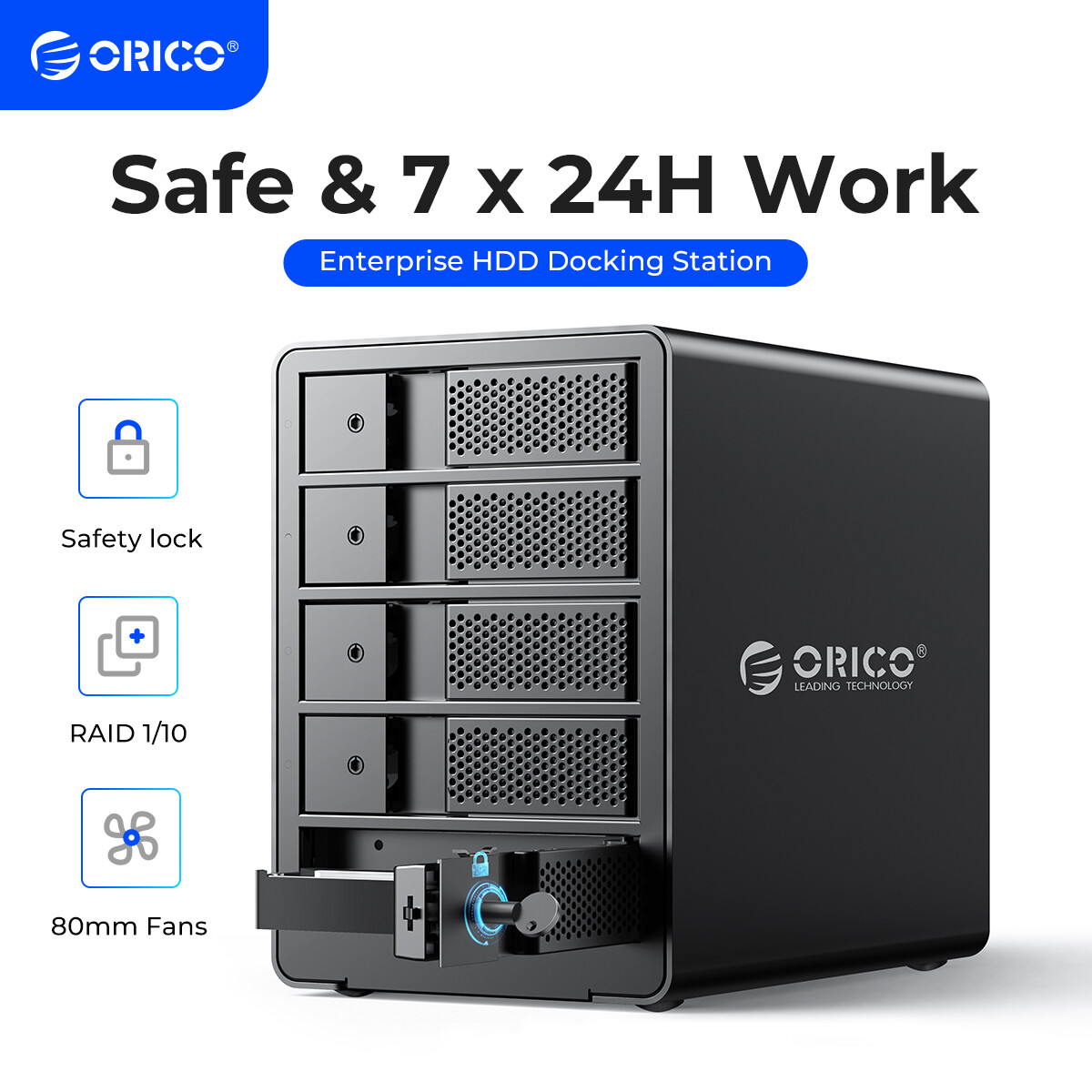 ORICO 5 Bay Raid USB3.0 to SATA External Hard Drive Enclosure for 3.5'' HDD LOT