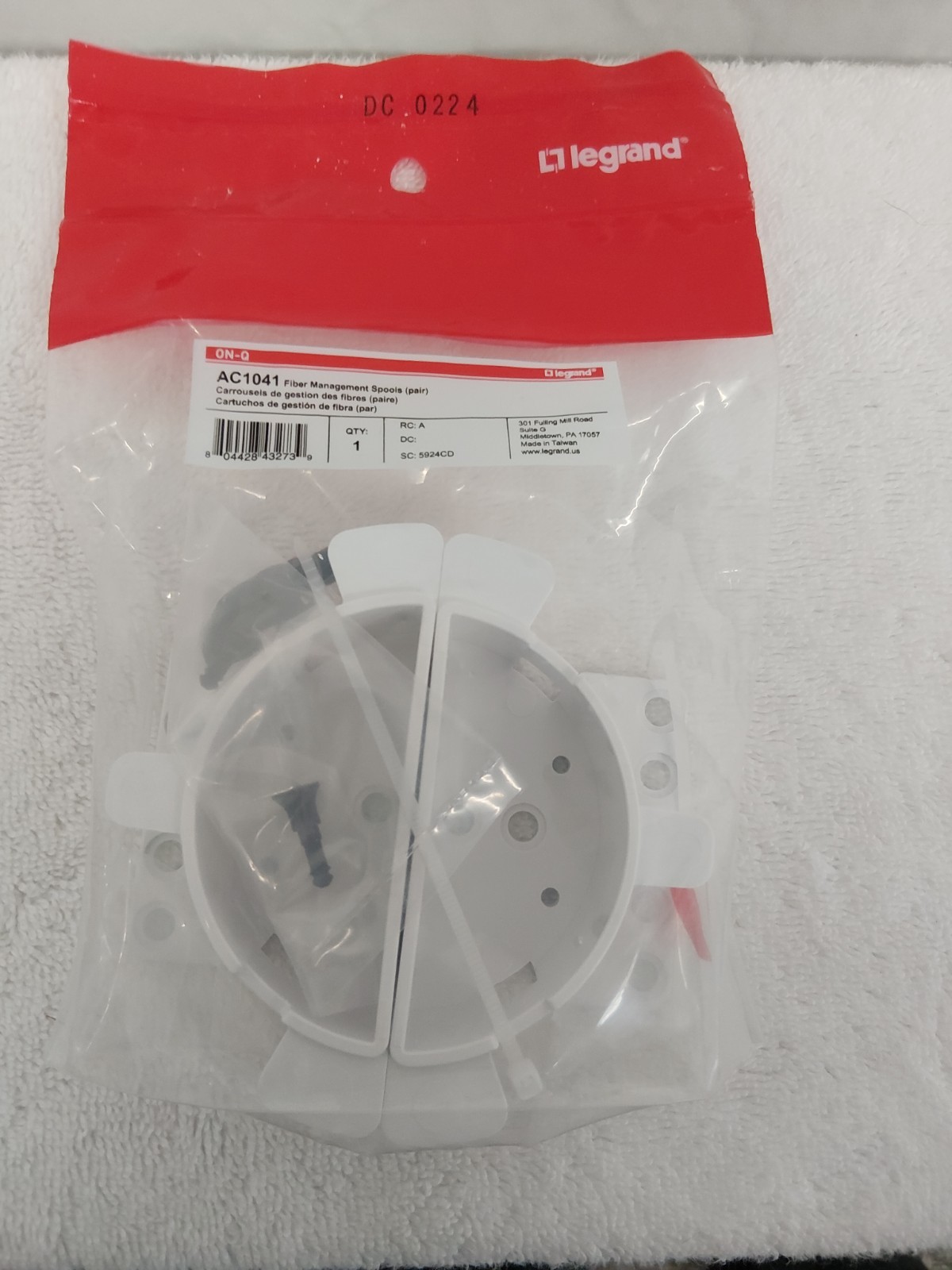 LEGRAND ON-Q AC1041 FIBER MANAGEMENT SPOOLS DATA NETWORK CABLE MANAGEMENT CAT 