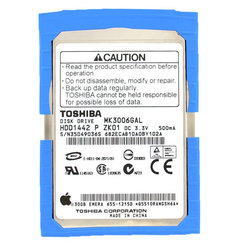 Toshiba MK3006GAL 30GB 1.8" 4.2K Apple 655-1215D 4200RPM Internal Hard Drive