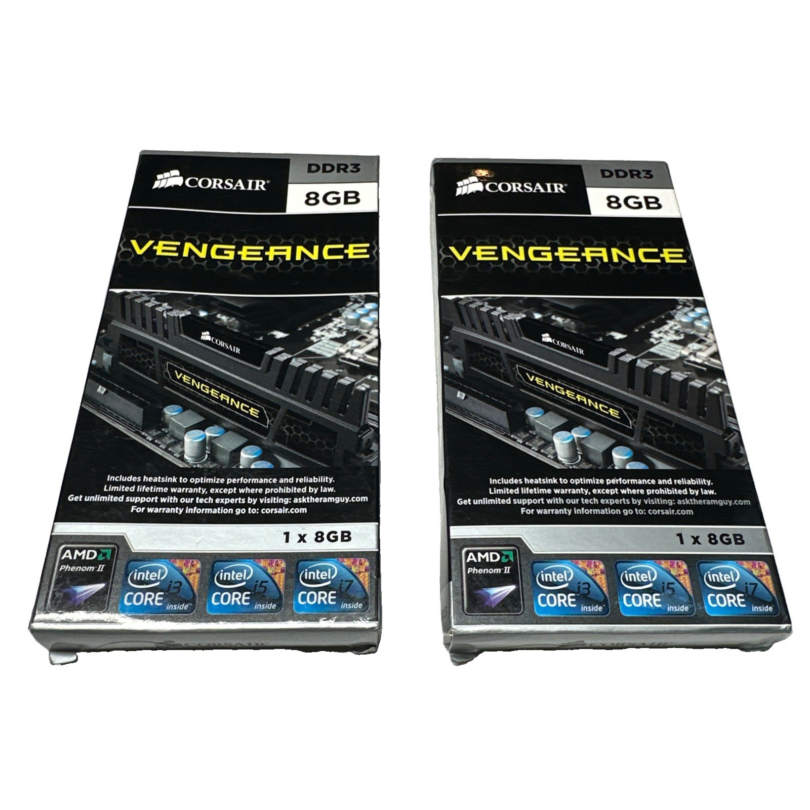 Qty 2 New Corsair Vengeance 8gb (2x8GB) ddr3 1600 Desktop RAM CMZ8GX3M1A1600C10