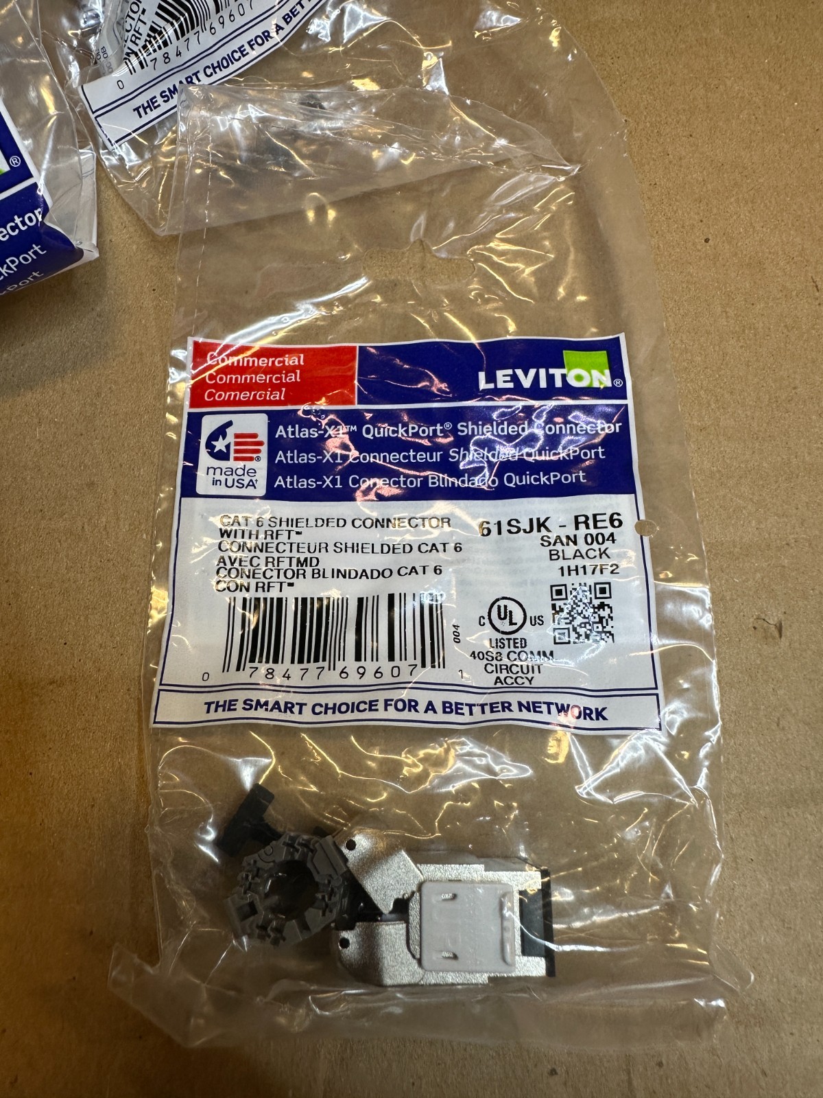 25 Pcs Leviton 61SJK-RE6 Atlas-X1 Cat 6 Shielded QuickPort Jack - Black