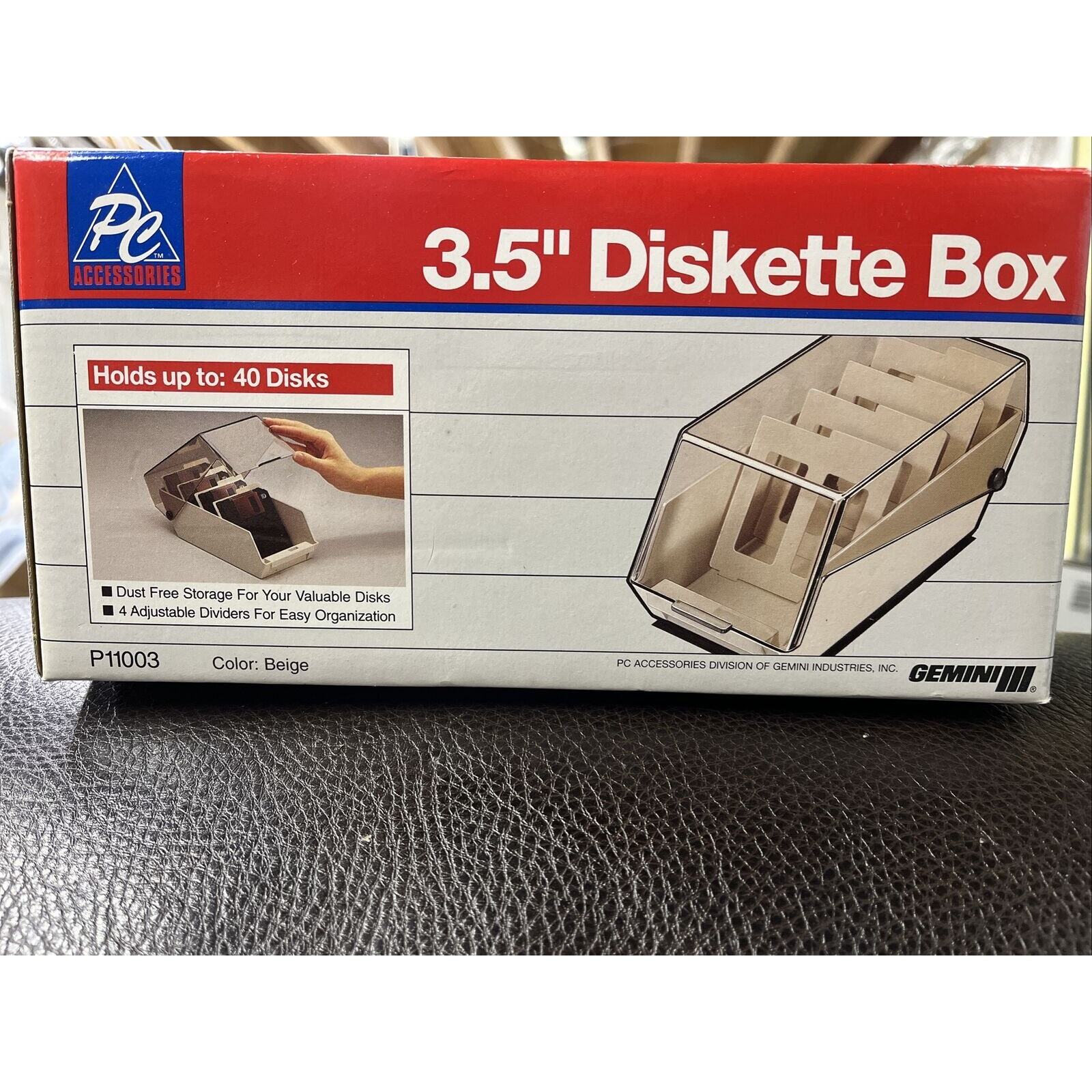 Gemini PC Accessories 3.5" Floppy Diskette 40 Count Storage Box P11003 New NOS