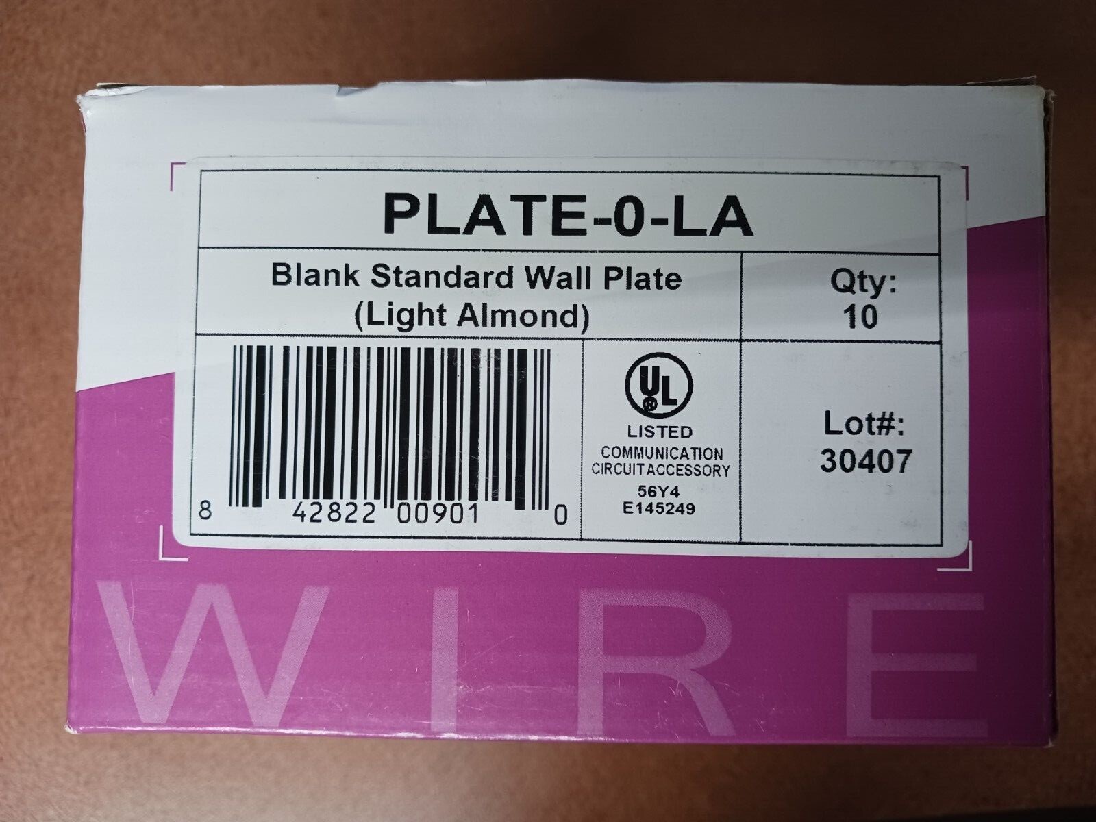 Wirepath PLATE-0-LA, 1-LA, 2-LA, 3-LA, 4-LA 0-4 Ports Keystone Wall Plate-10/Box