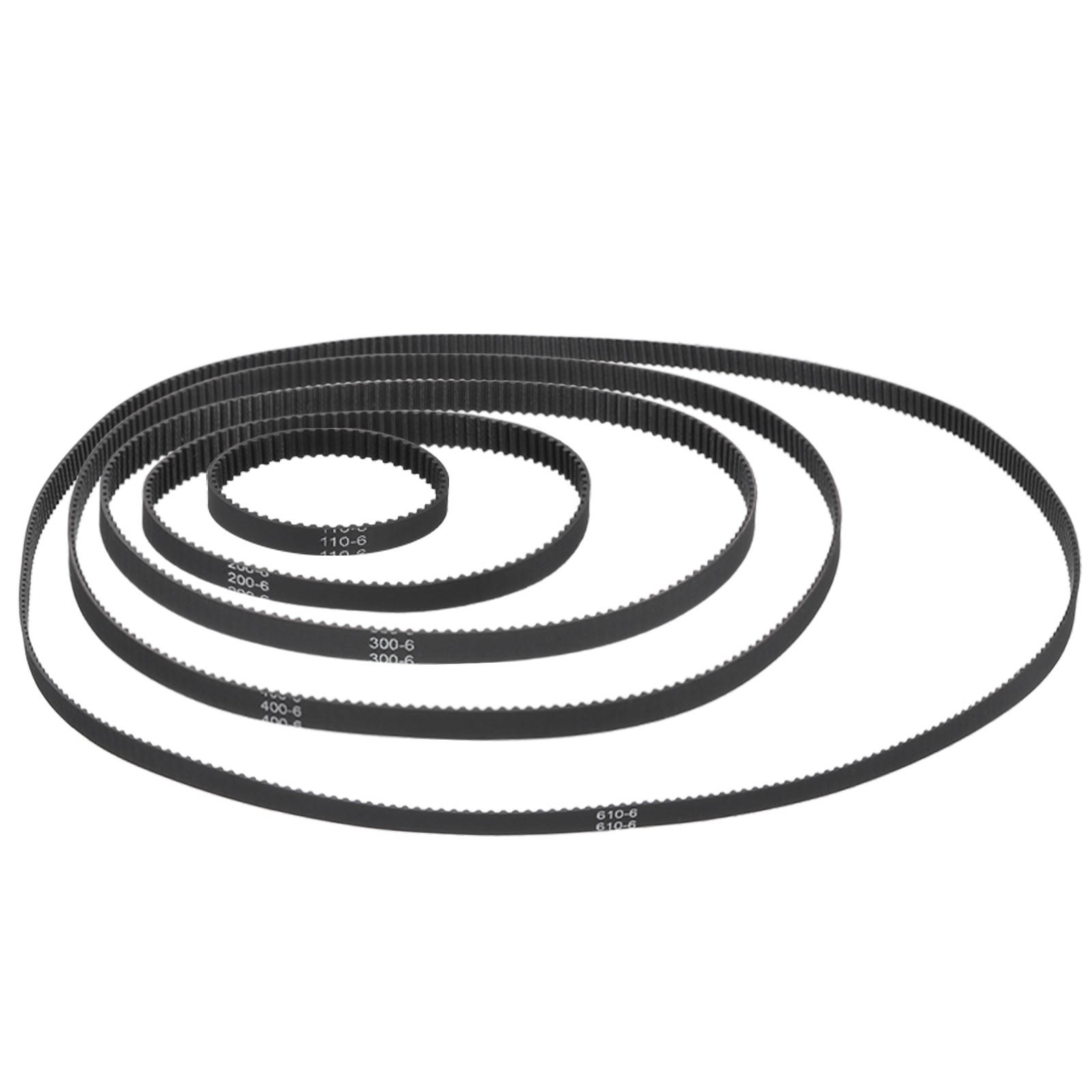 5pcs GT-2 Timing Belt, 6mm Width 2mm Pitch 110/200/300/400/610mm, Black