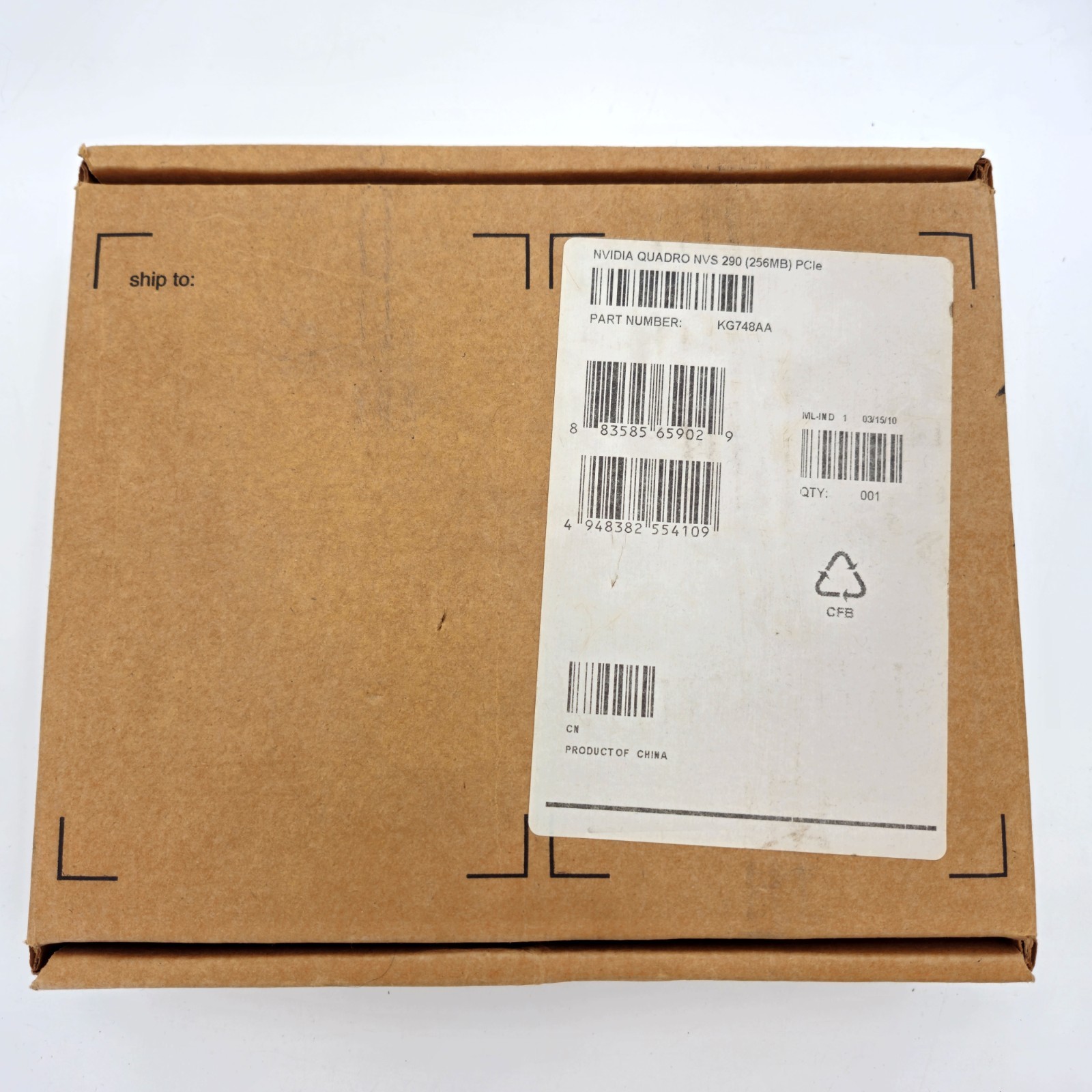 NVIDIA Quadro NVS 290 256MB PCIe Graphics Card - NEW SEALED - KG748AA