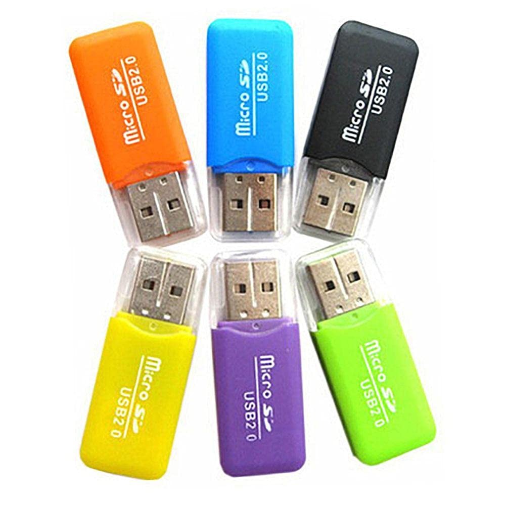 VizGiz 6 Pack Micro SD Card Reader SDXC TF USB 2.0 T-Flash MicroSD Multicolor
