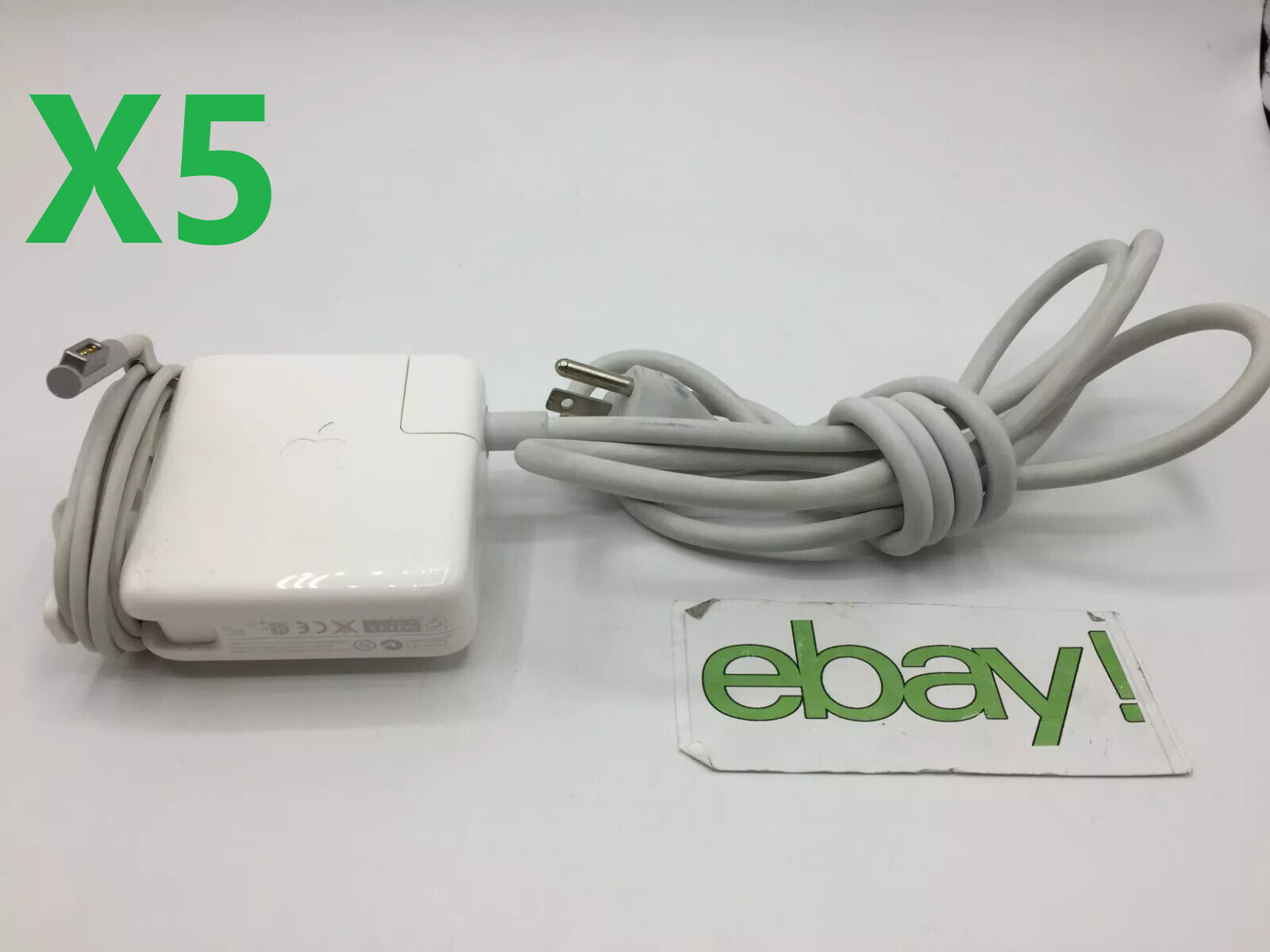LOT OF 5 Genuine OEM Apple 60W MagSafe W/ LONG Power Adapter A1344 ~ FREE S/H