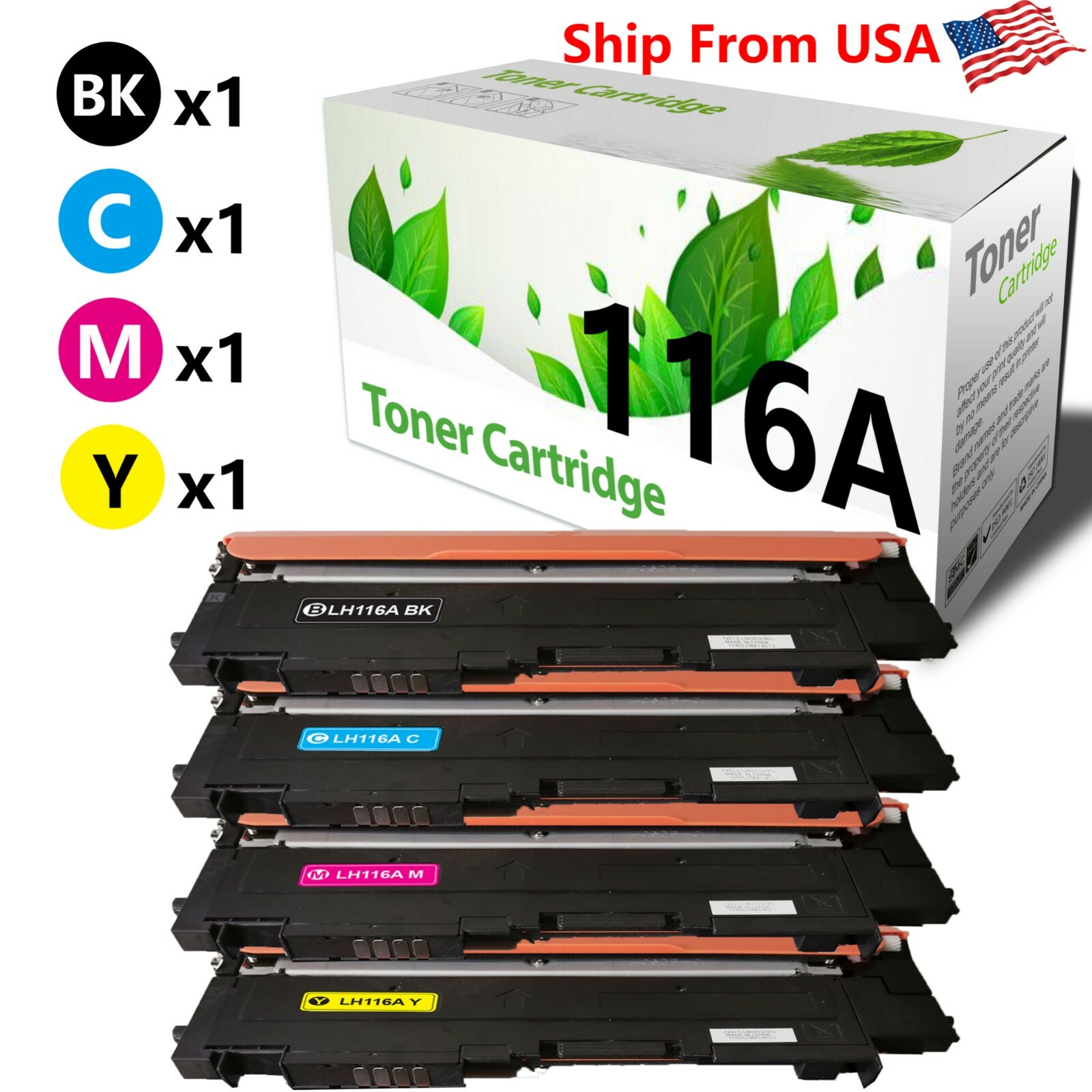 4PacK HP W2060 116A Toner Cartridge for Color Laser MFP 178nw MFP 179fnw Printer